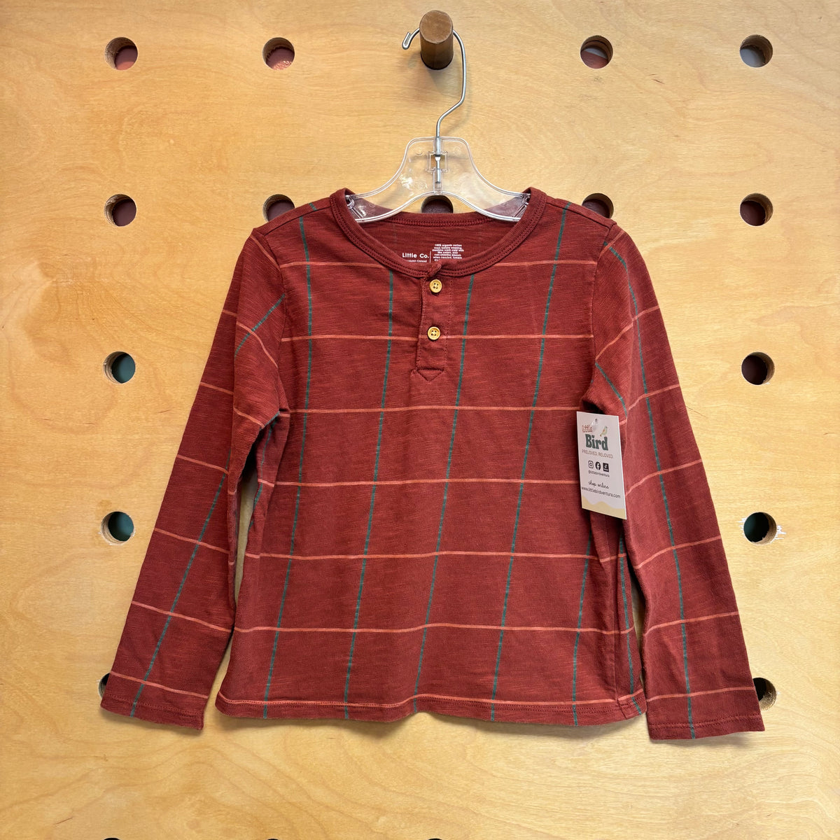 Organic Brick/Teal Striped LS