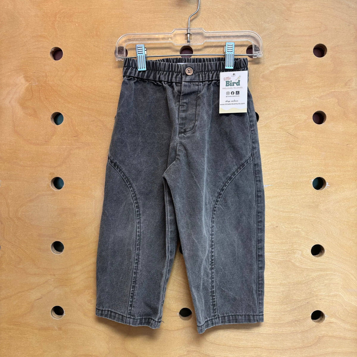 Grey Elastic Waist Twill Pants