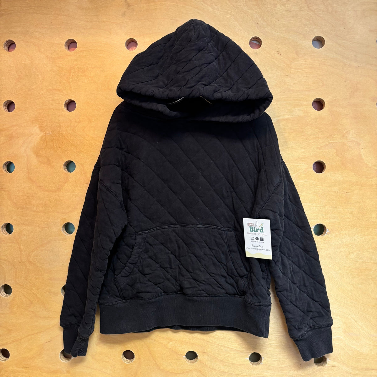 Black Quilted Hoodie