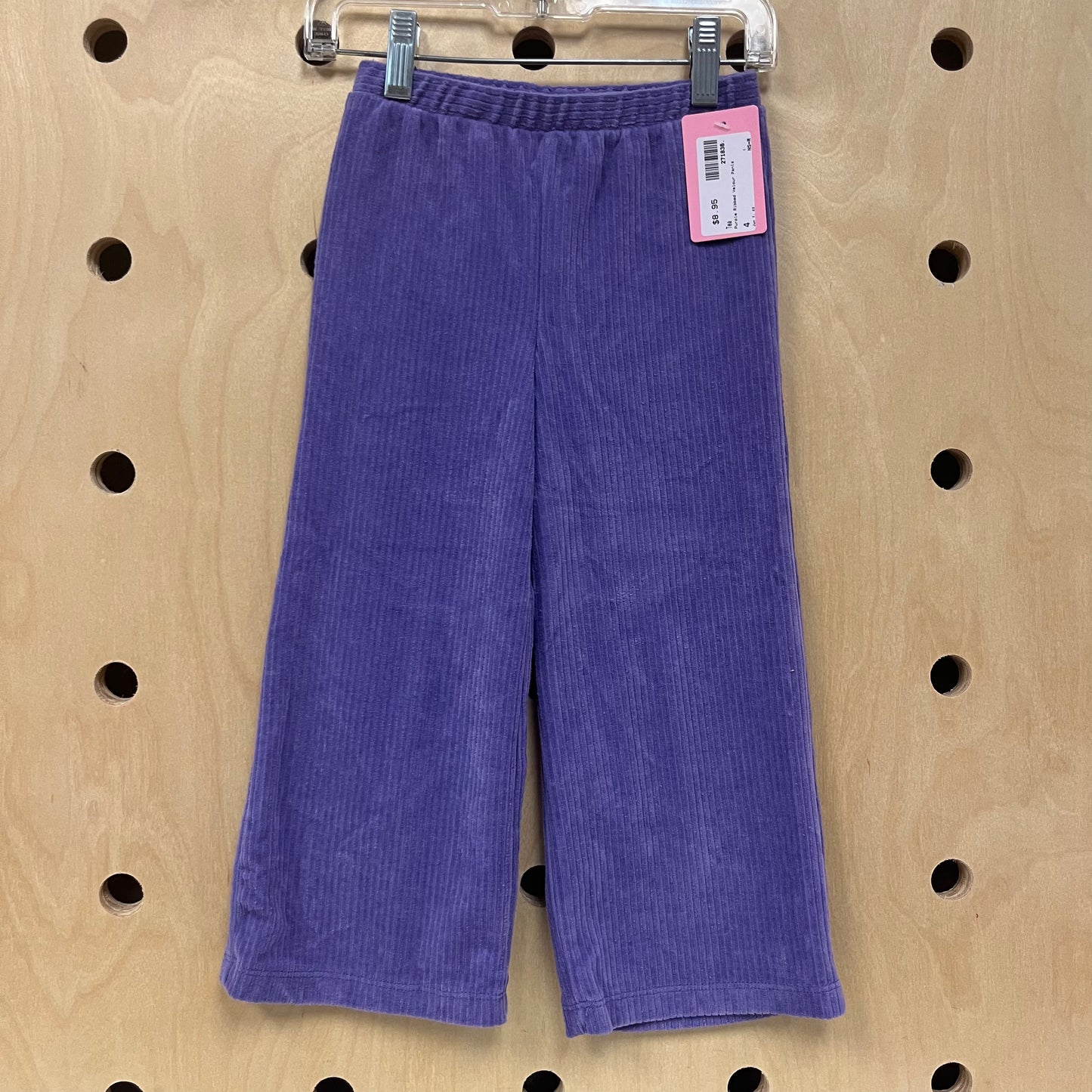 Purple Ribbed Velour Pants