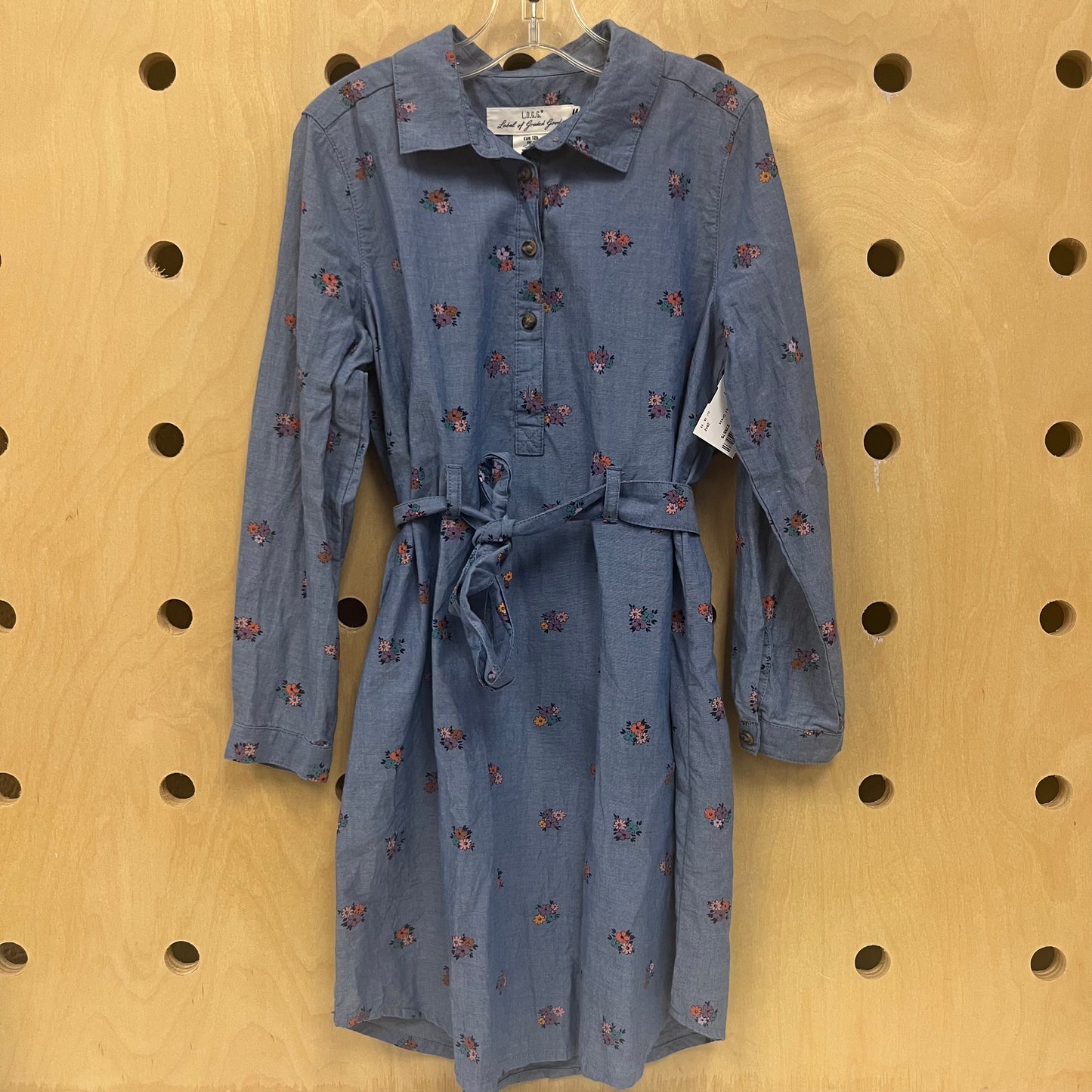 Blue Chambray Floral Dress