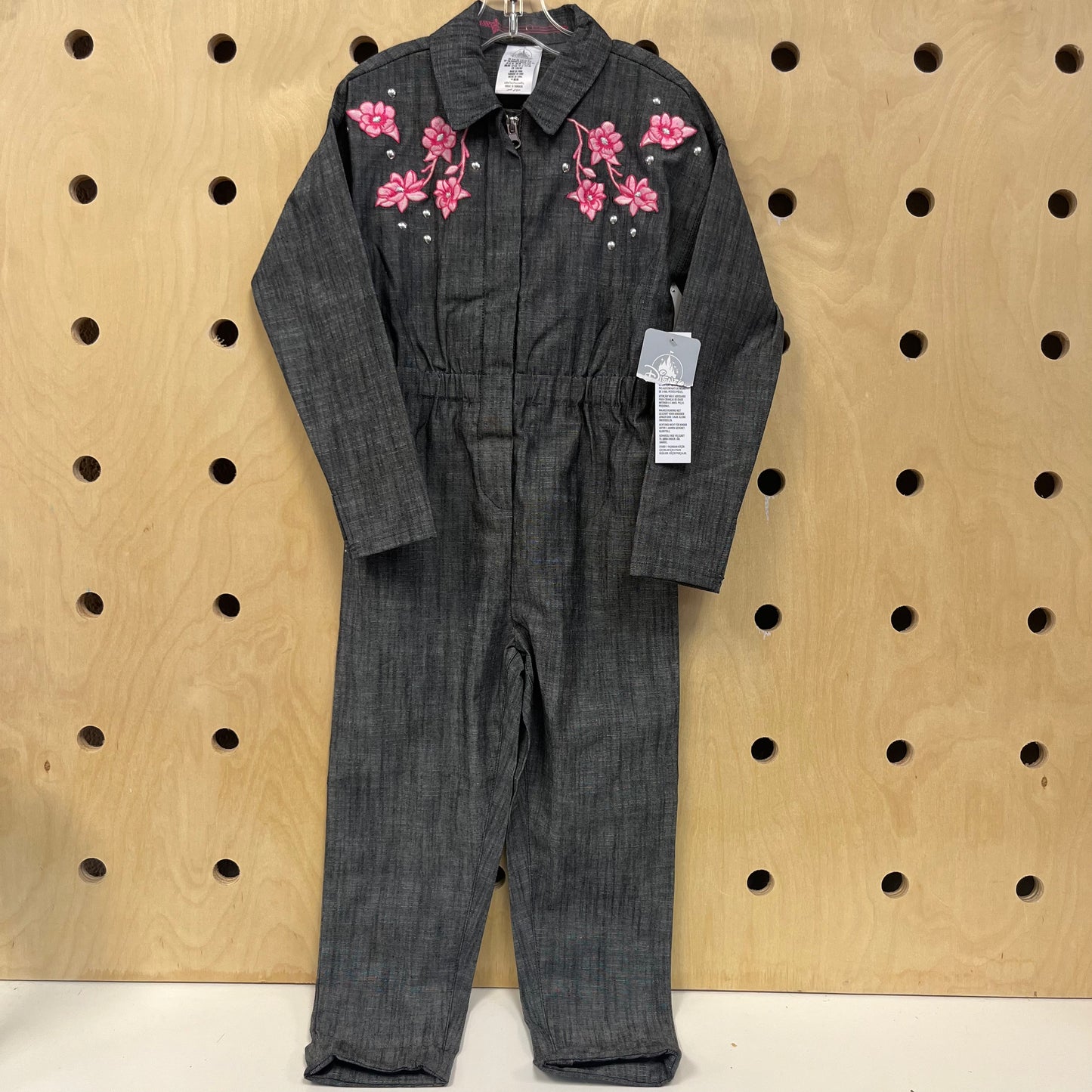 Grey Floral Applique Mulan Jumpsuit