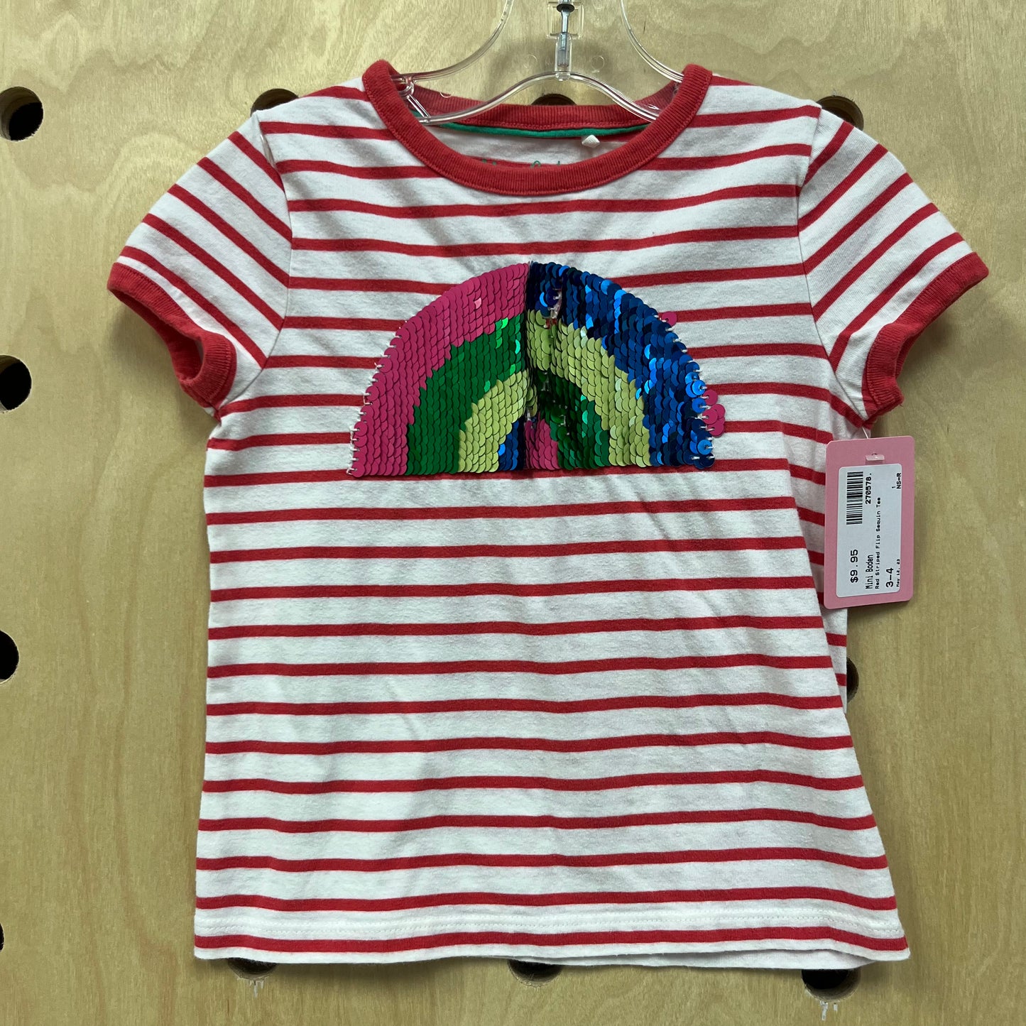 Red Striped Flip Sequin Tee