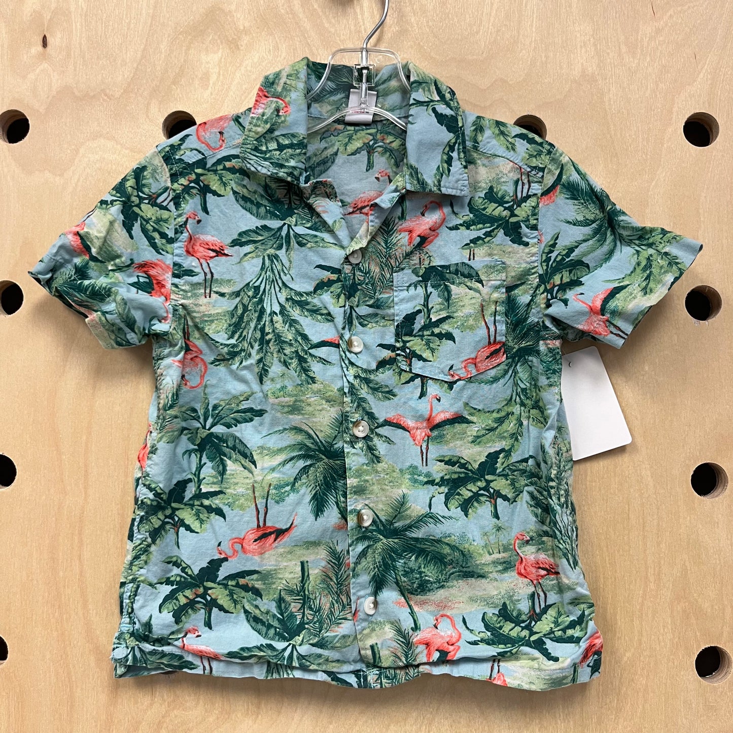 Tropical Flamingo SS Button Up