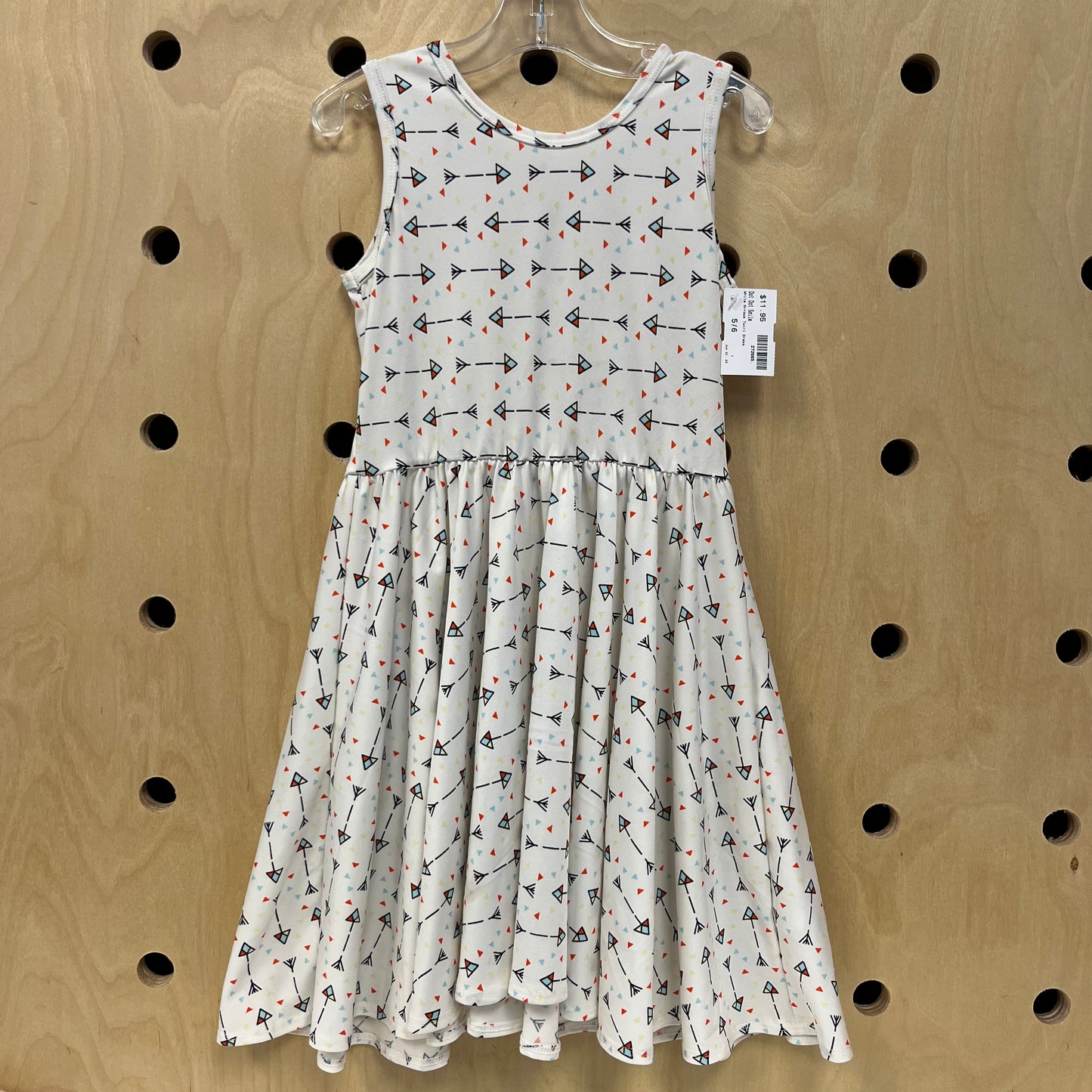 White Arrows Twirl Dress