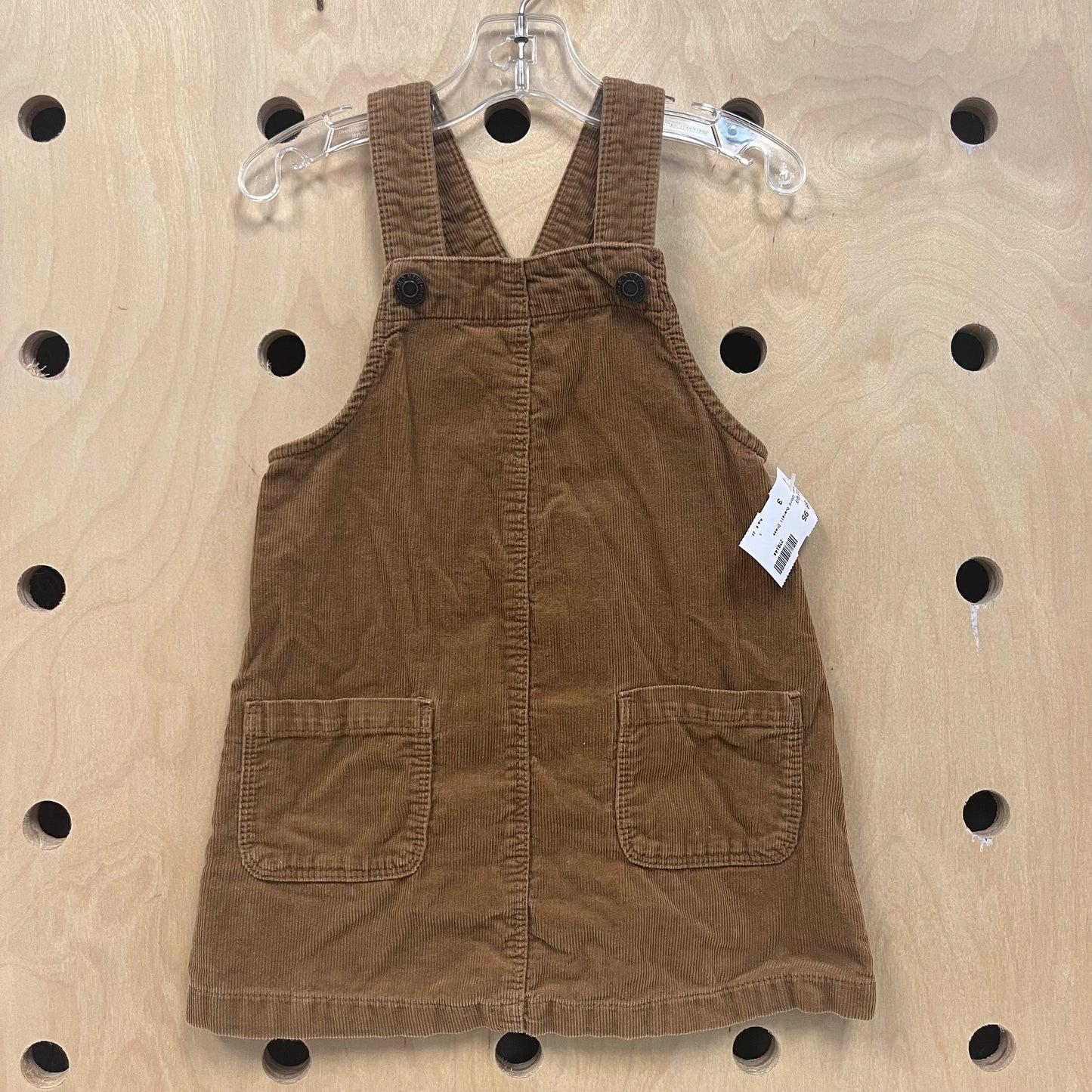 Brown Cord Overall Dress