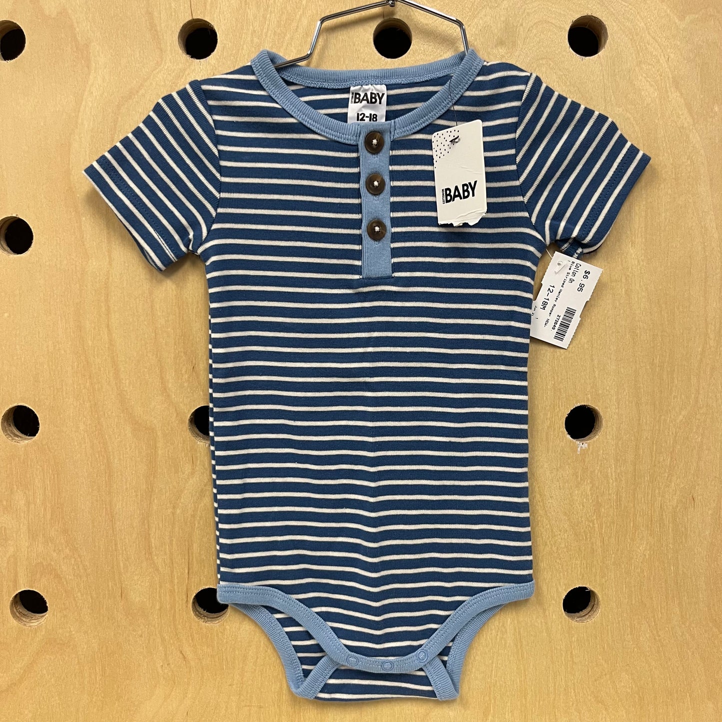 Blue Striped Henley Romper NEW!
