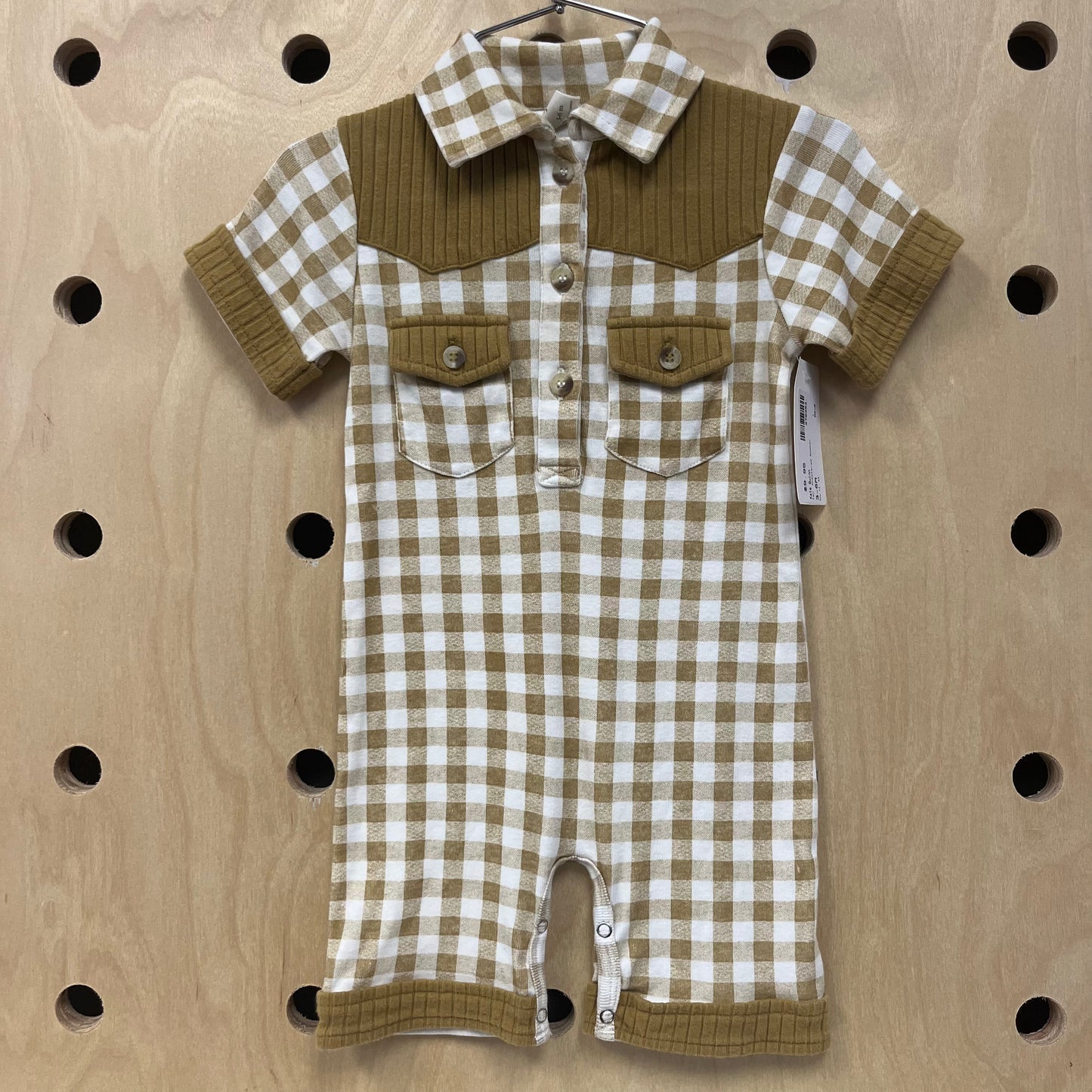 Tan Checkered Romper