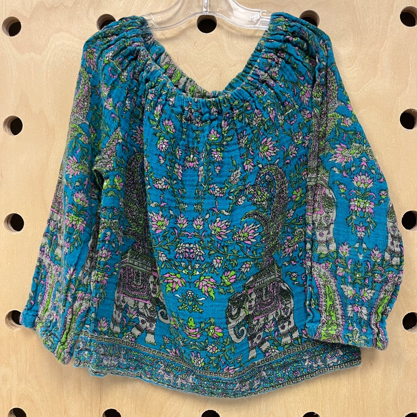 Blue Floral Elephant Muslin Top