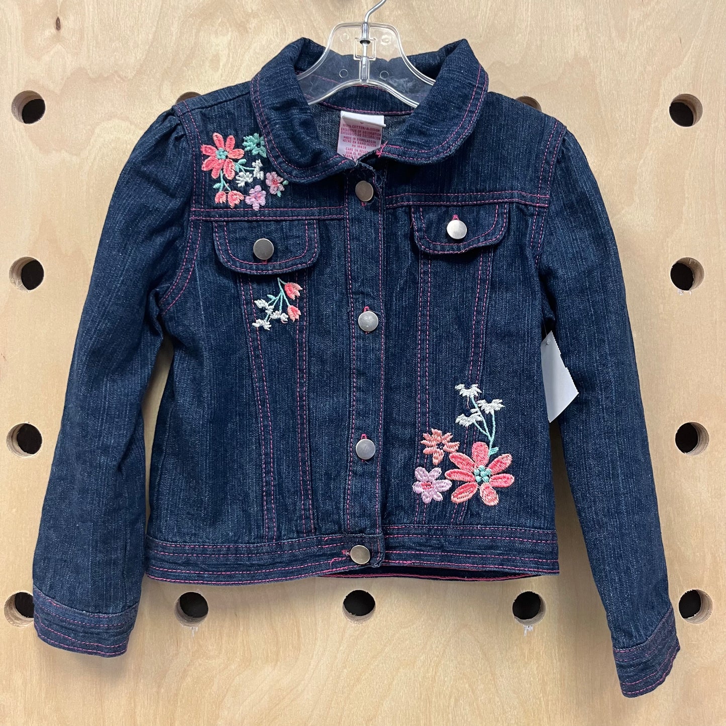 Pink Stitch Denim Floral Jackety