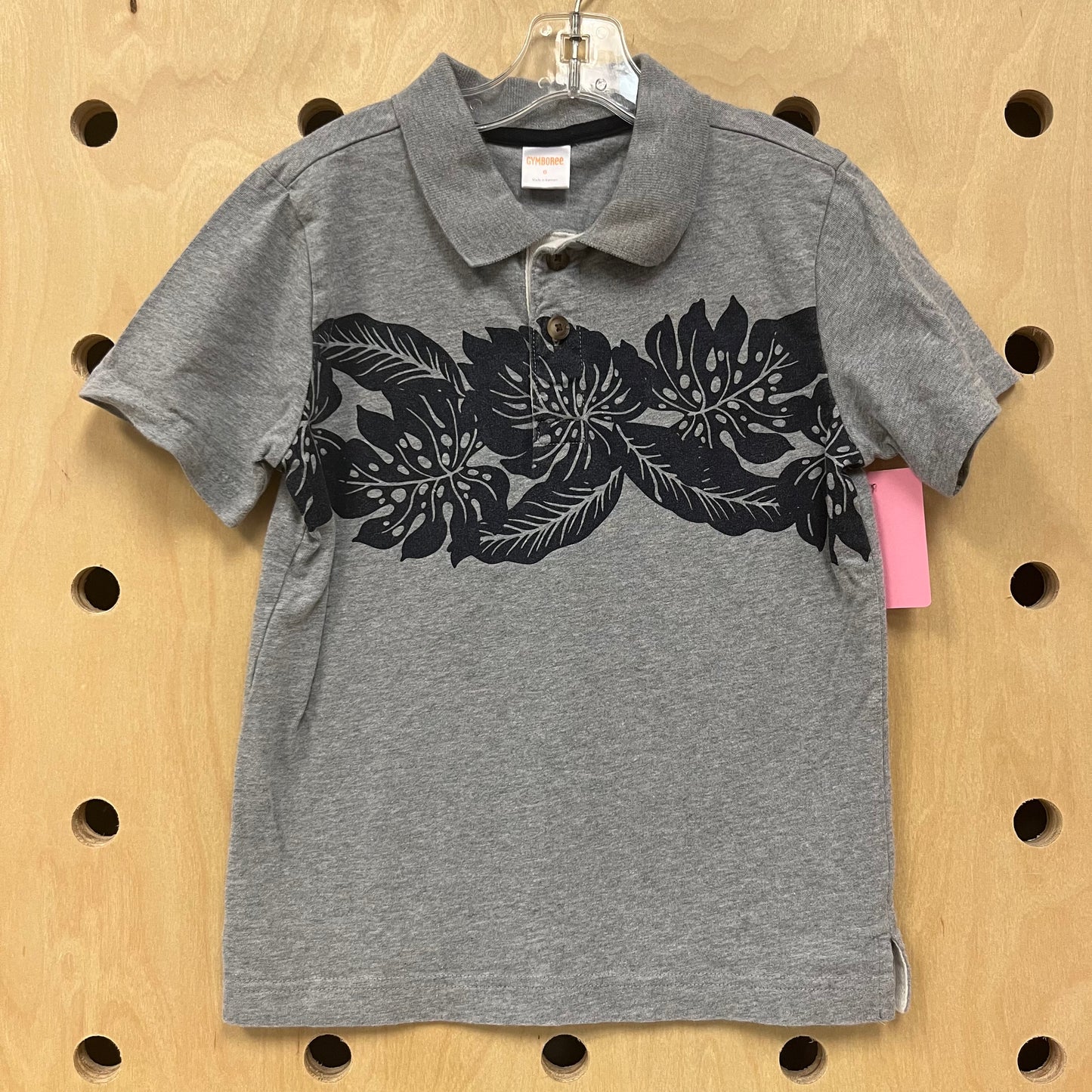 Grey Monsterra Leaf Polo