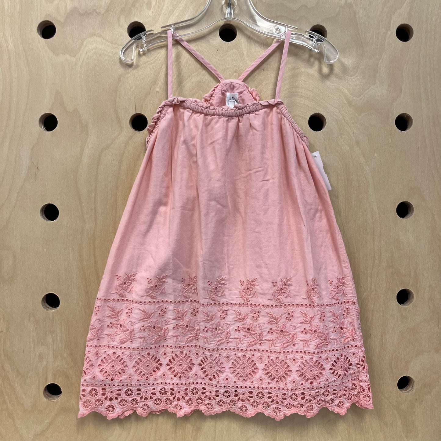 Pink Embroidered Tank Dress
