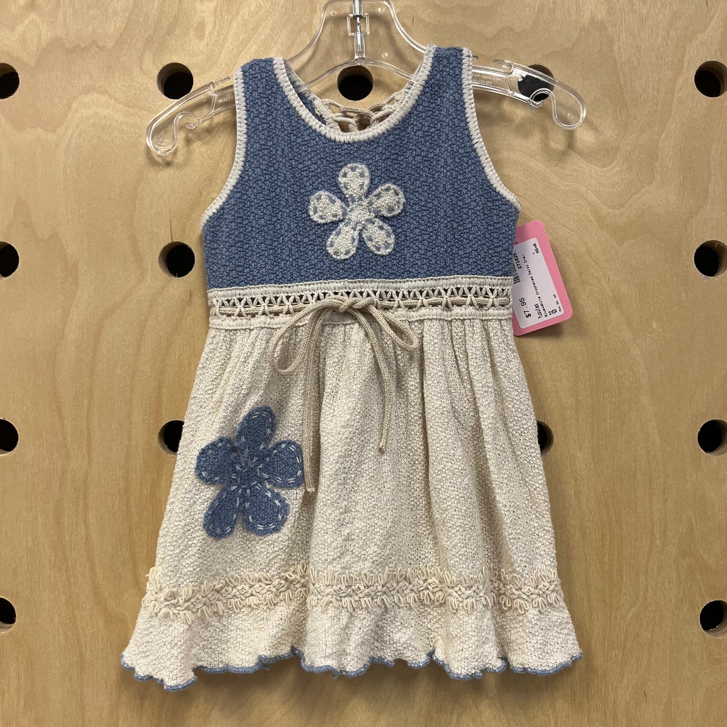 Blue+White Crocheted Daisy Dress