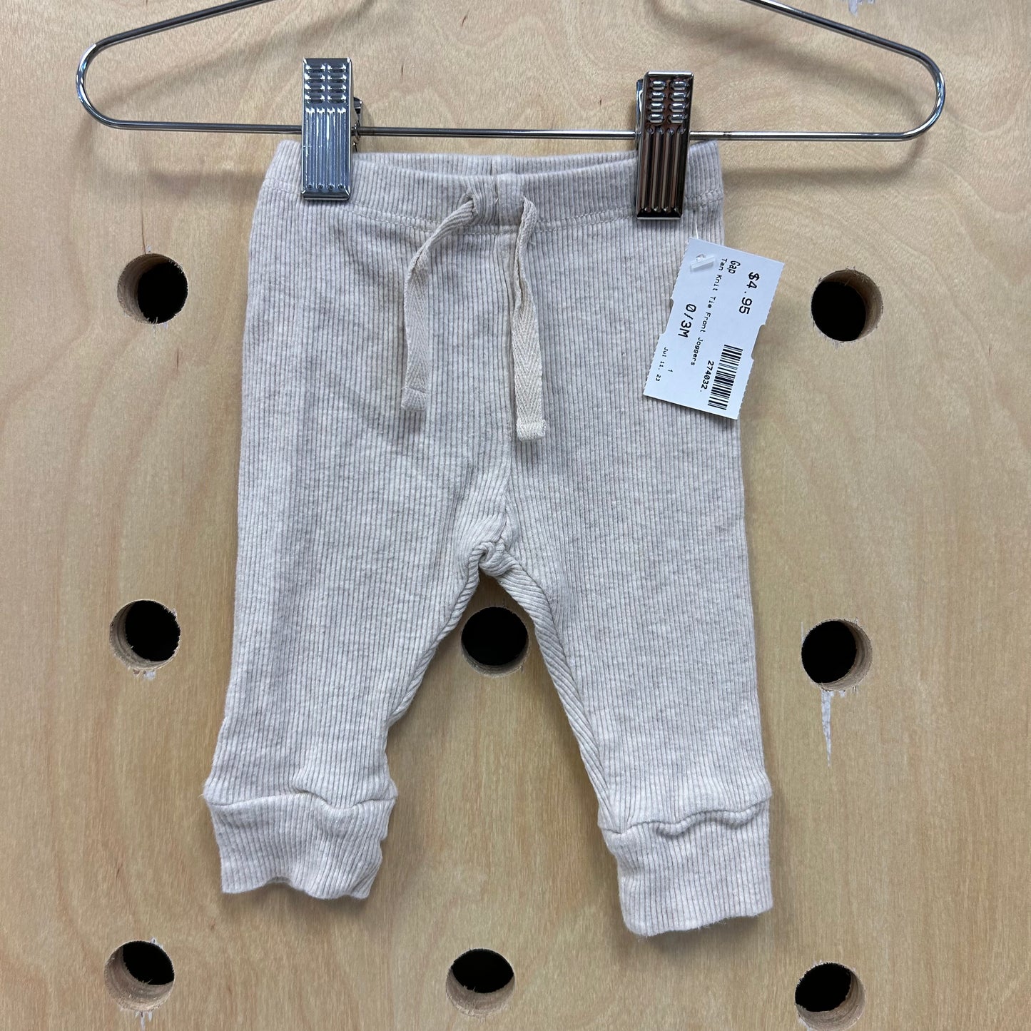 Tan Knit Tie Front Joggers