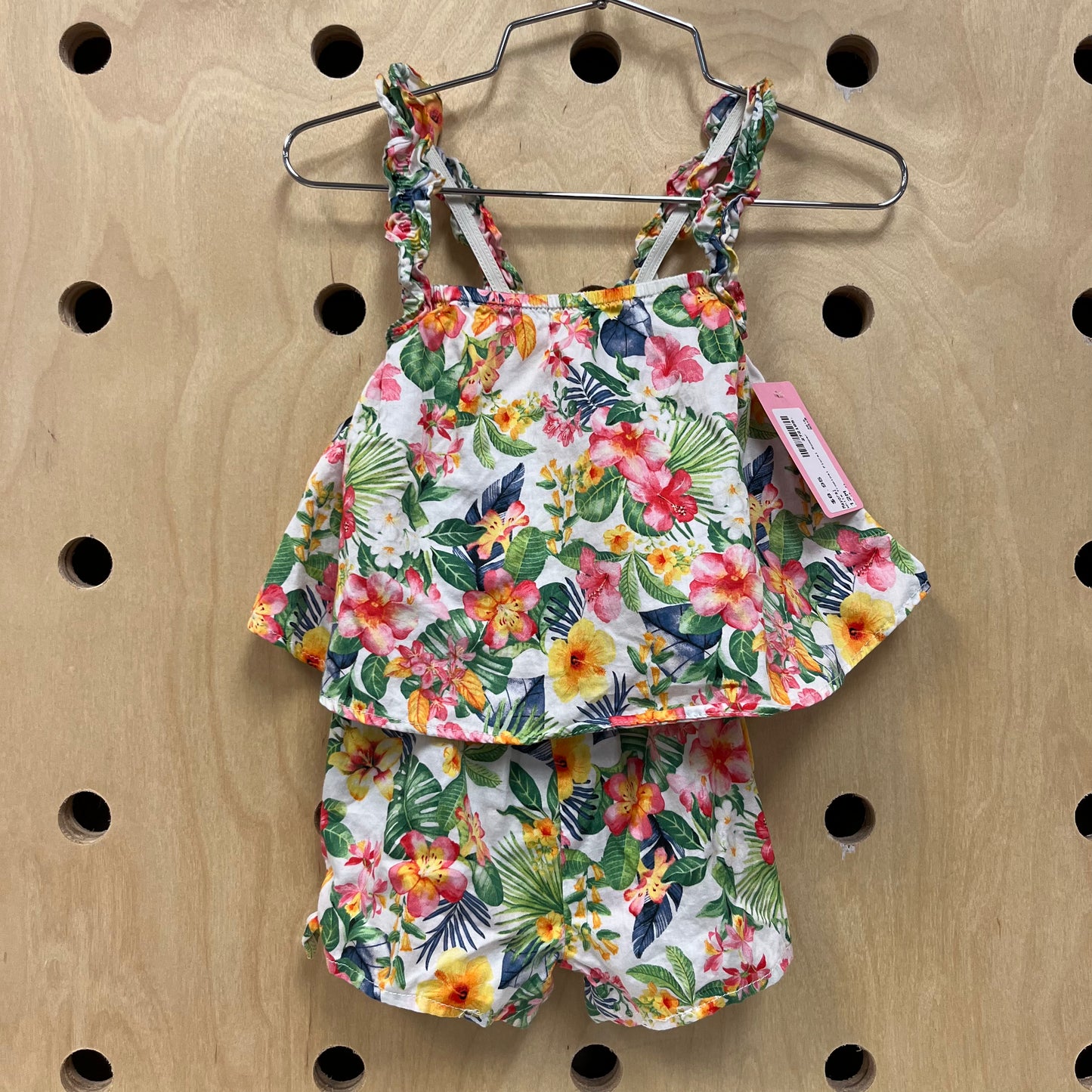 White Tropical Floral Romper