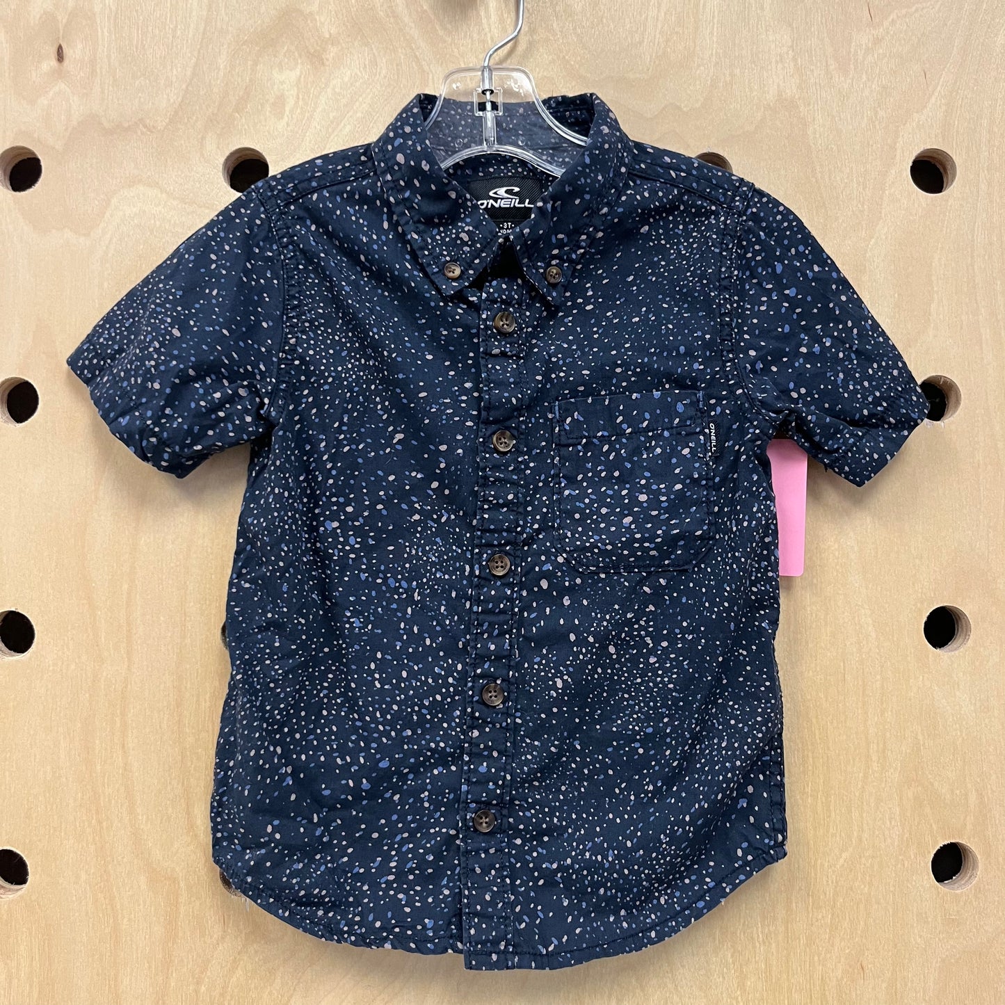 Blue Speckeled Button Up