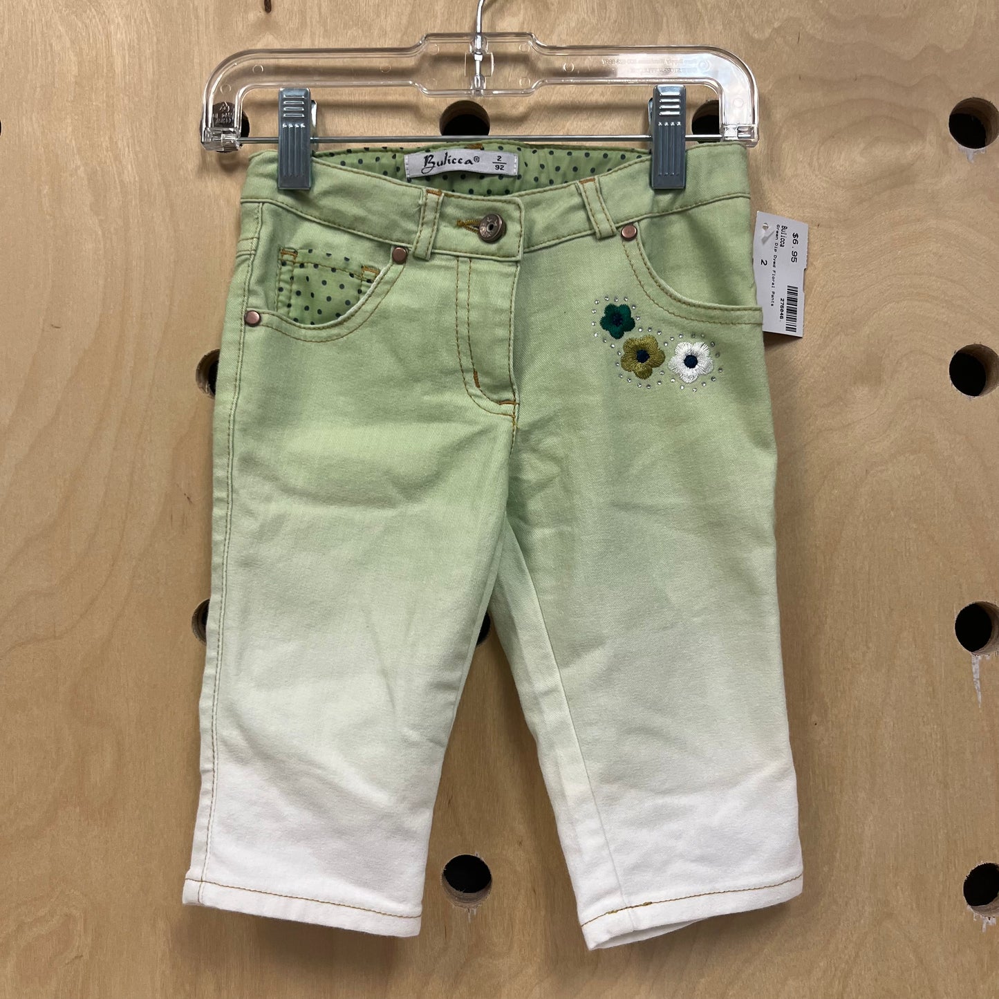 Green Dip Dyed Floral Pants