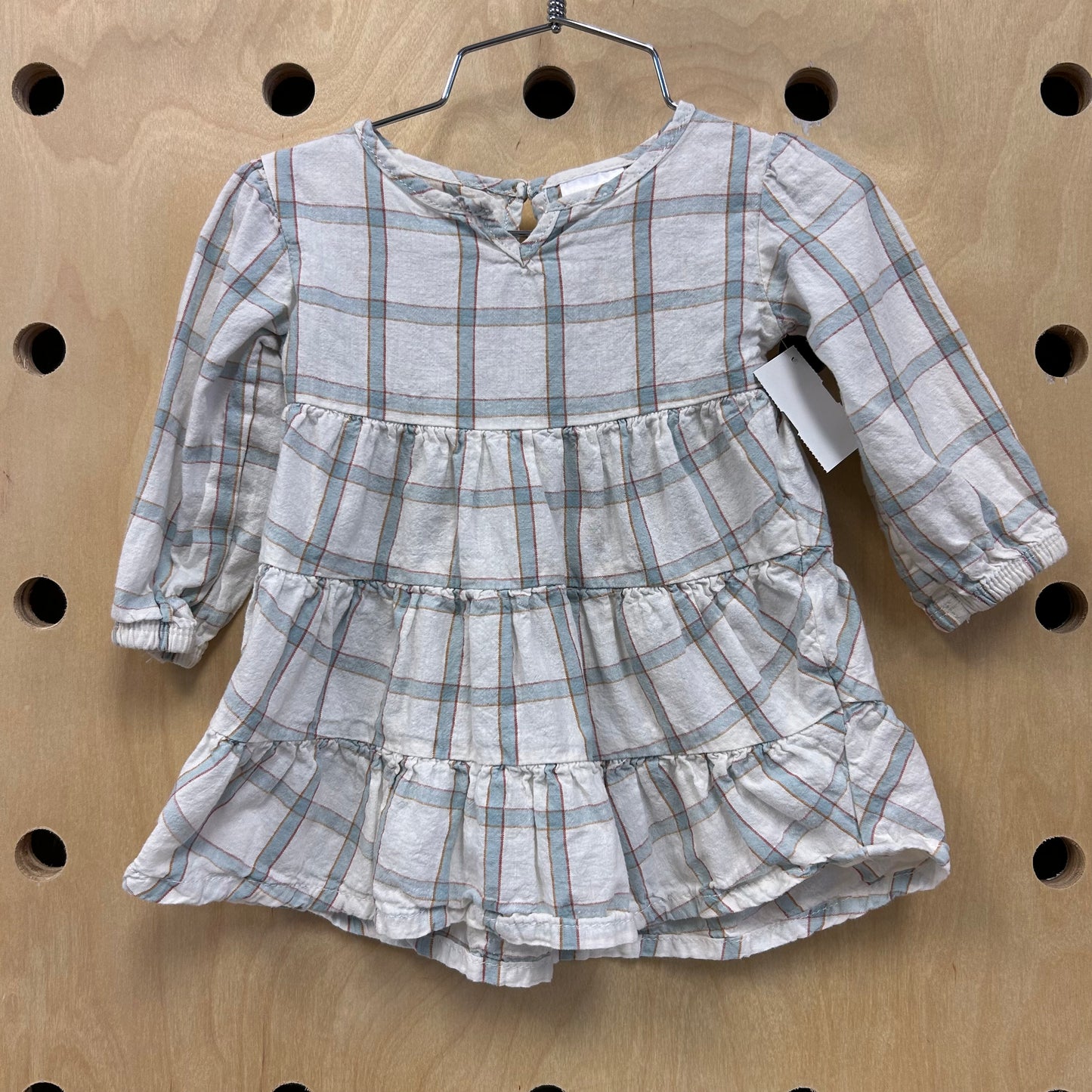 Plaid White & Blue Dress