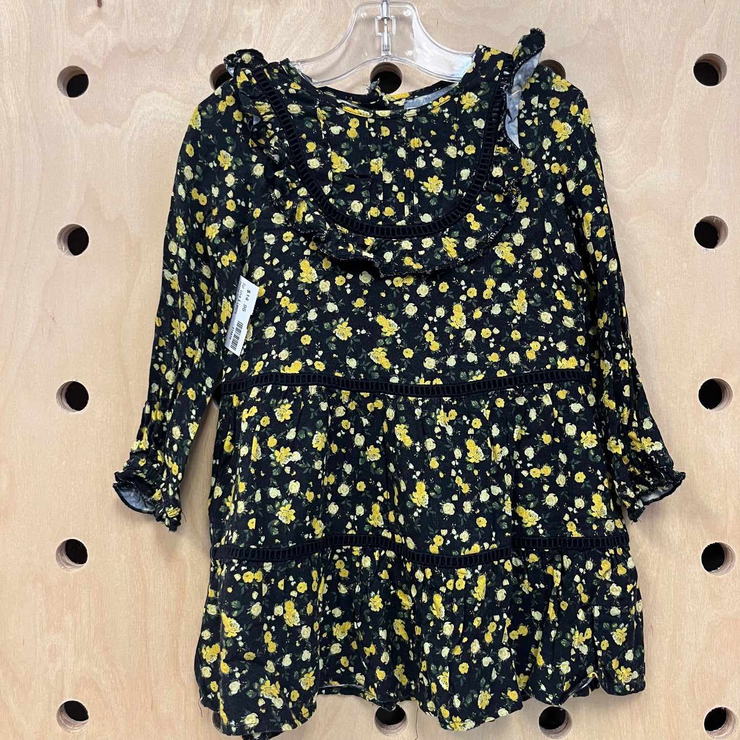 Yellow Flower Long Sleeve Dress