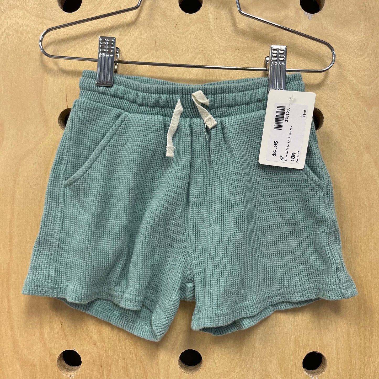Blue Waffle Knit Shorts