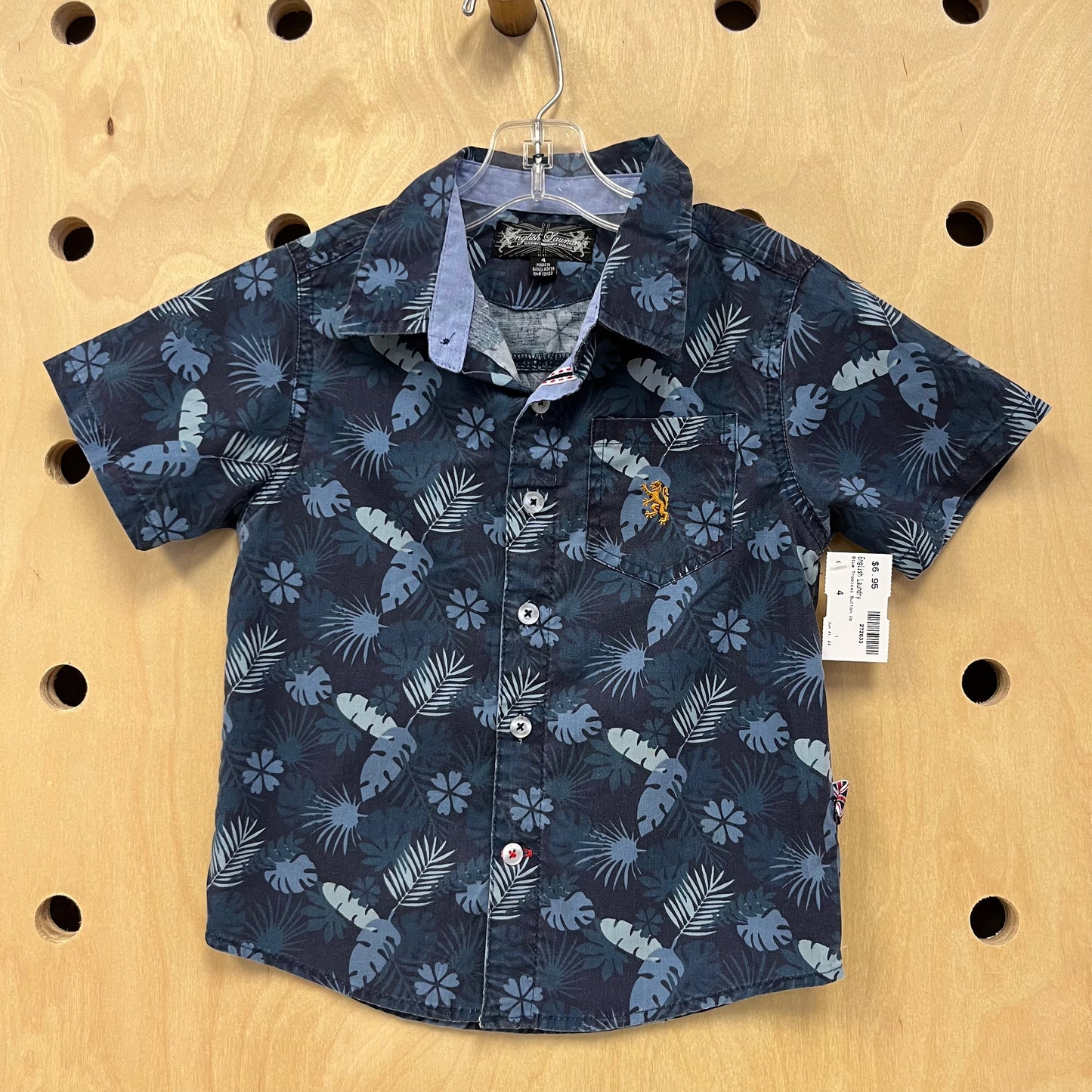 Blue Tropical Button Up