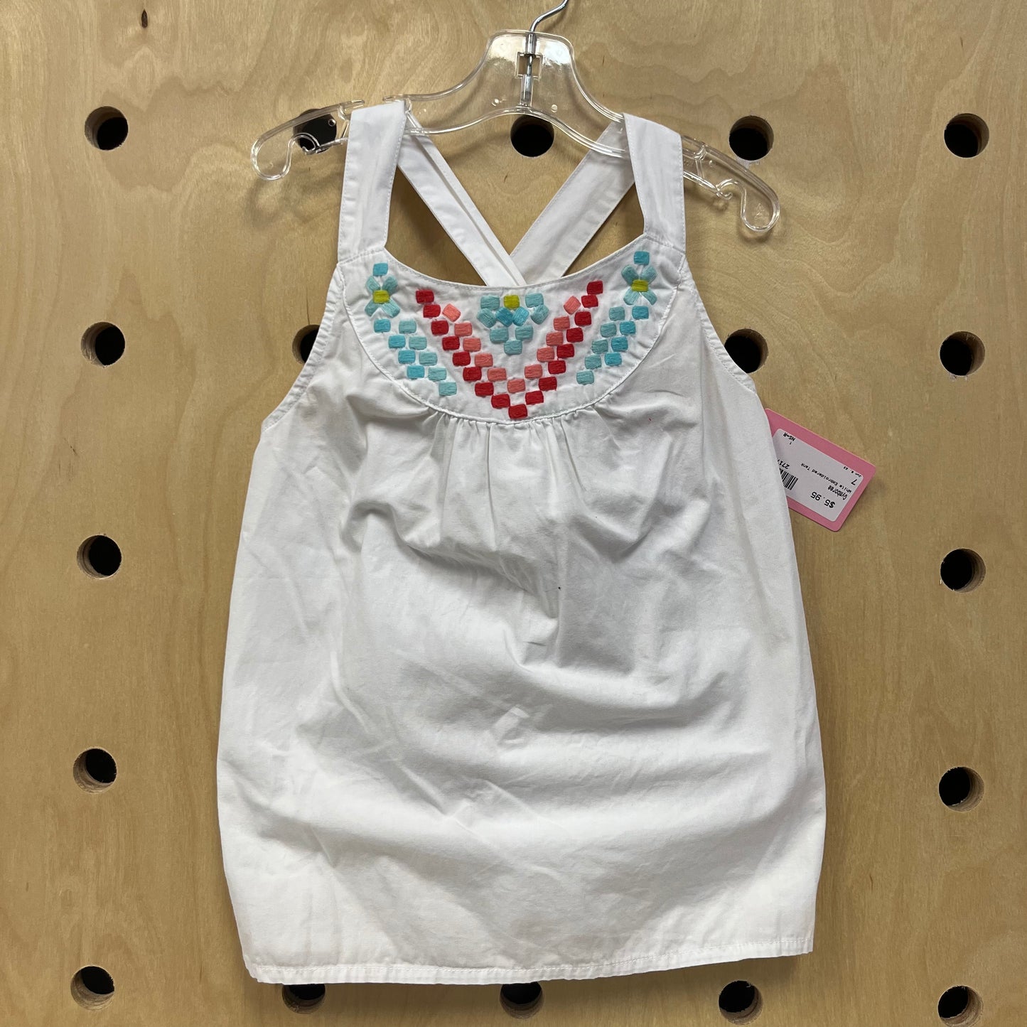 White Embroidered Tank