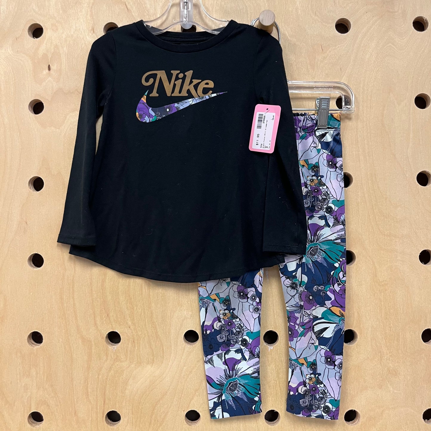 Black Floral Shirt & Leggings Set
