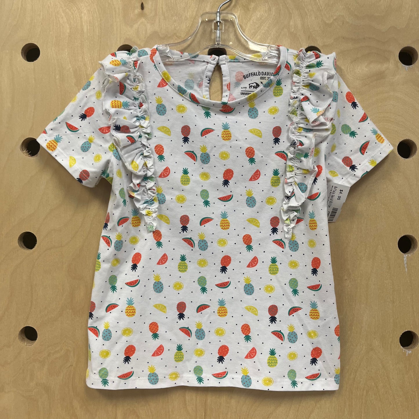 White Ruffle Fruit Tee