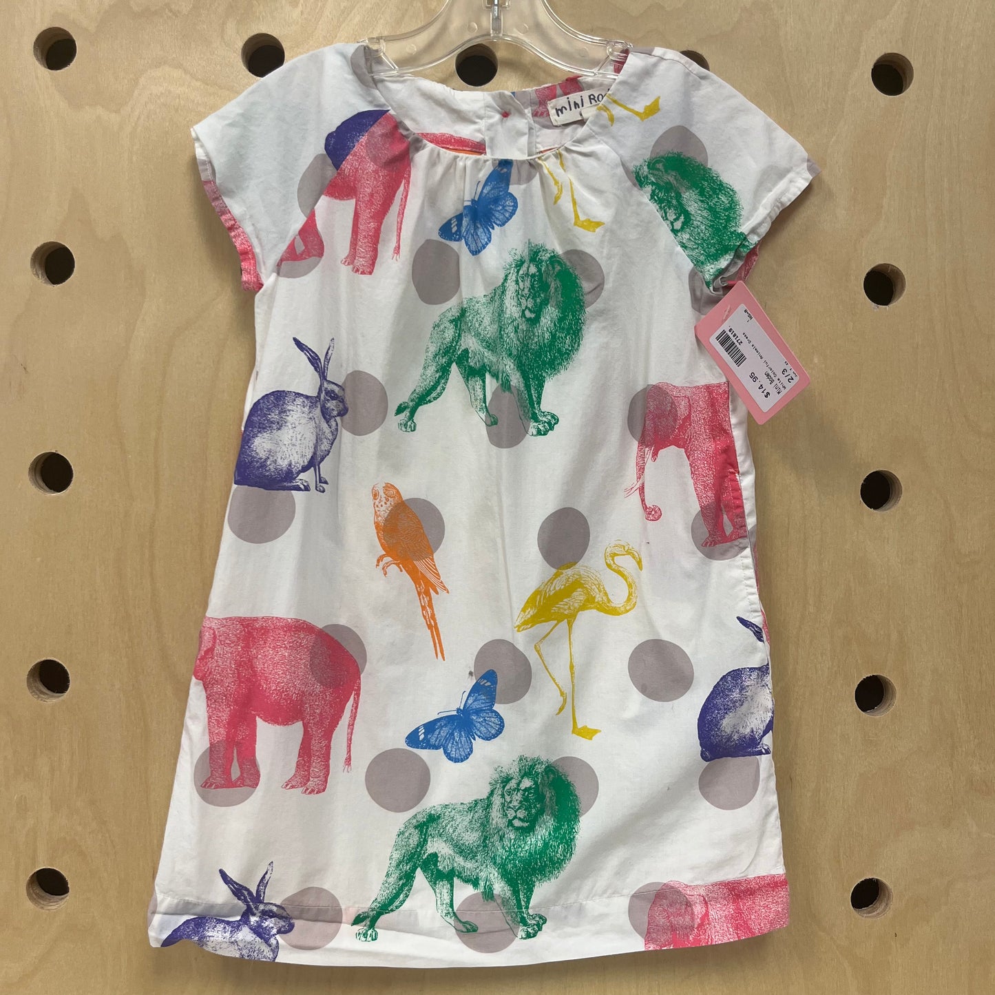 White Colorful Animals Dress