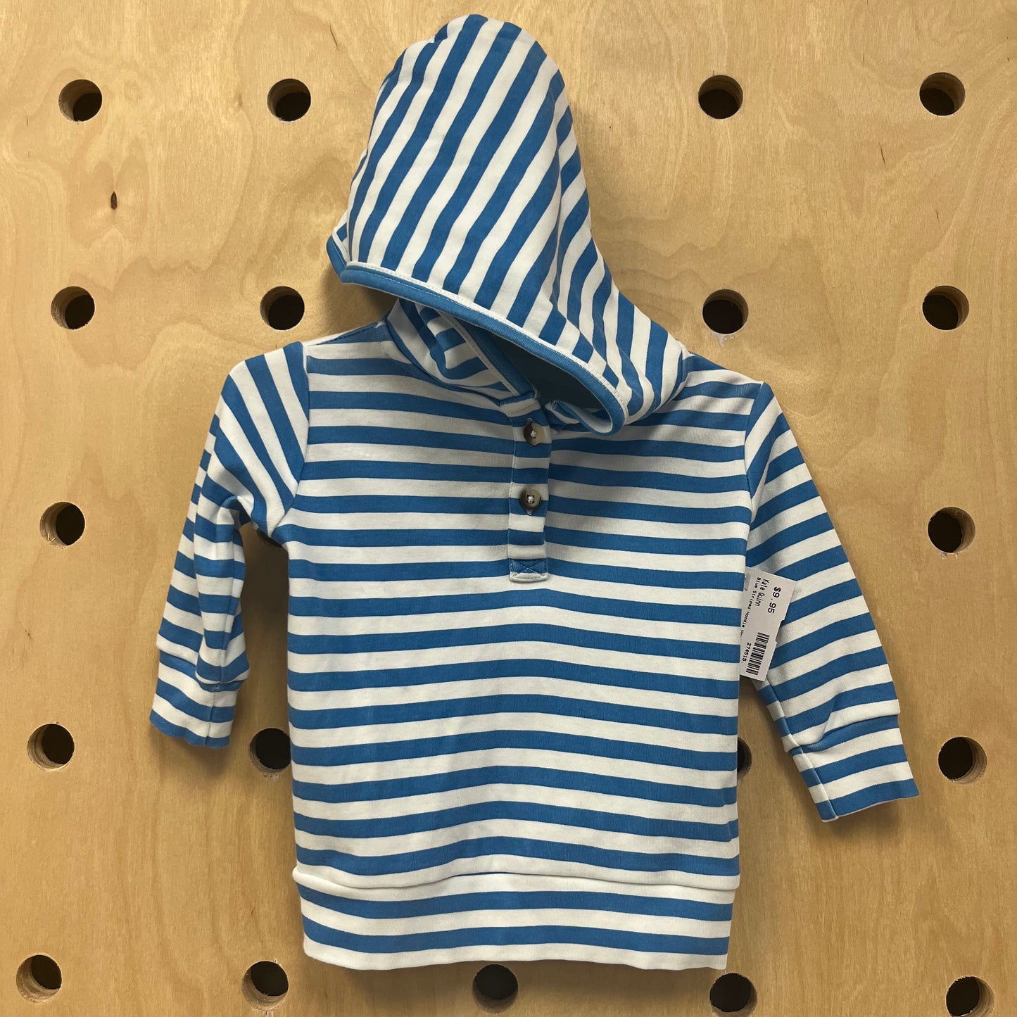 Blue Striped Hoodie Henley