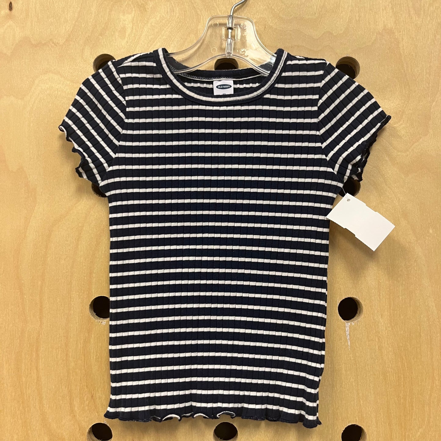 Blue & White Ribbed Top
