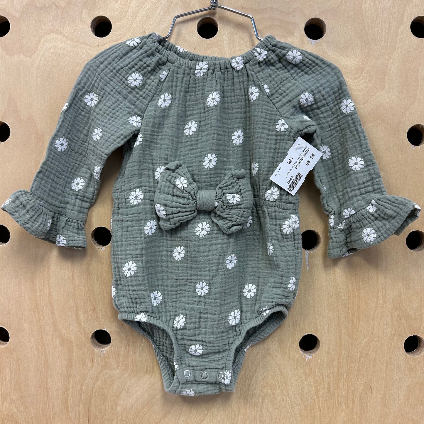 Green Floral Muslin Bodysuit