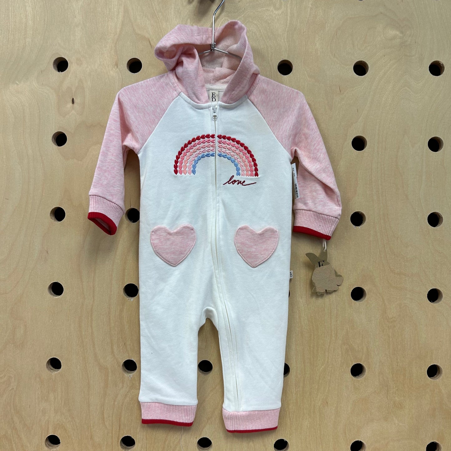 Love Rainbow Zippered Romper