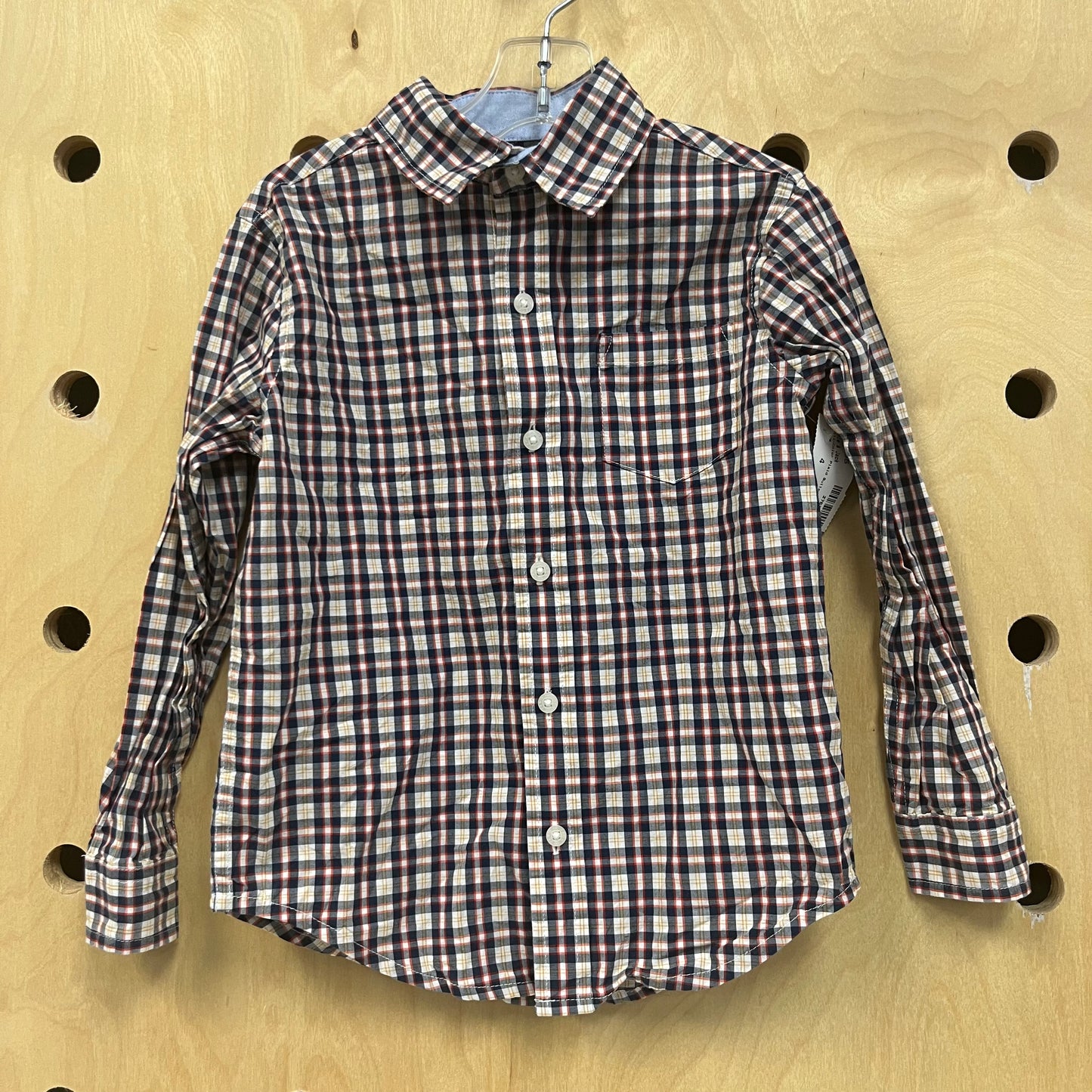 Multi-Color Plaid Button Long Sleeve