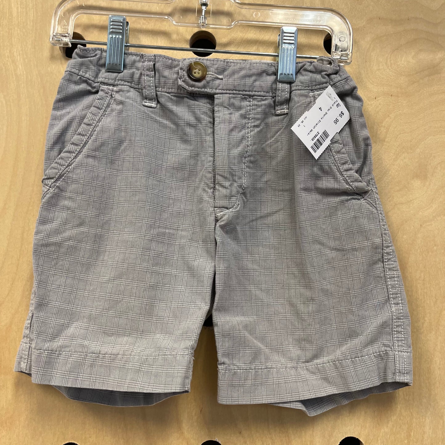 Plaid Gray Shorts Stretch Waist