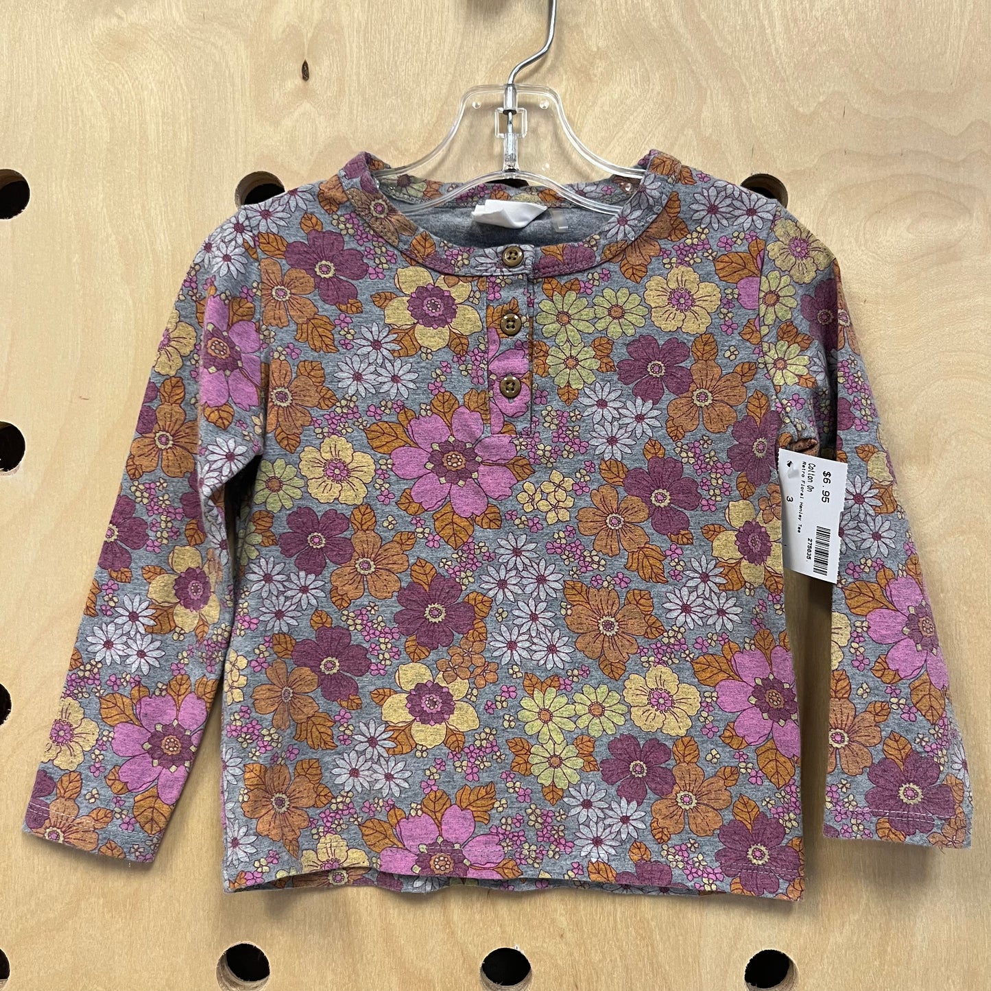 Retro Floral Henley Tee