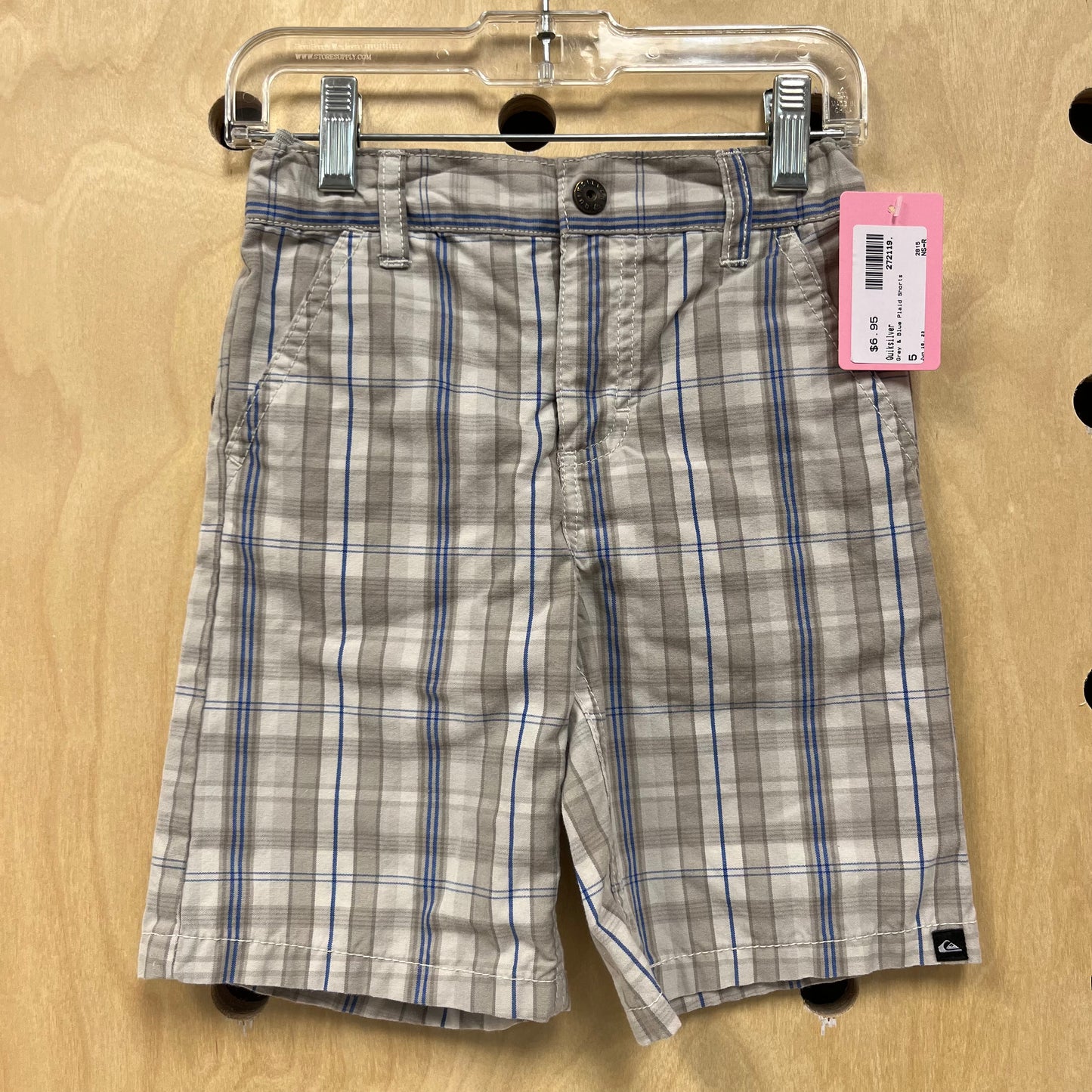 Grey & Blue Plaid Shorts