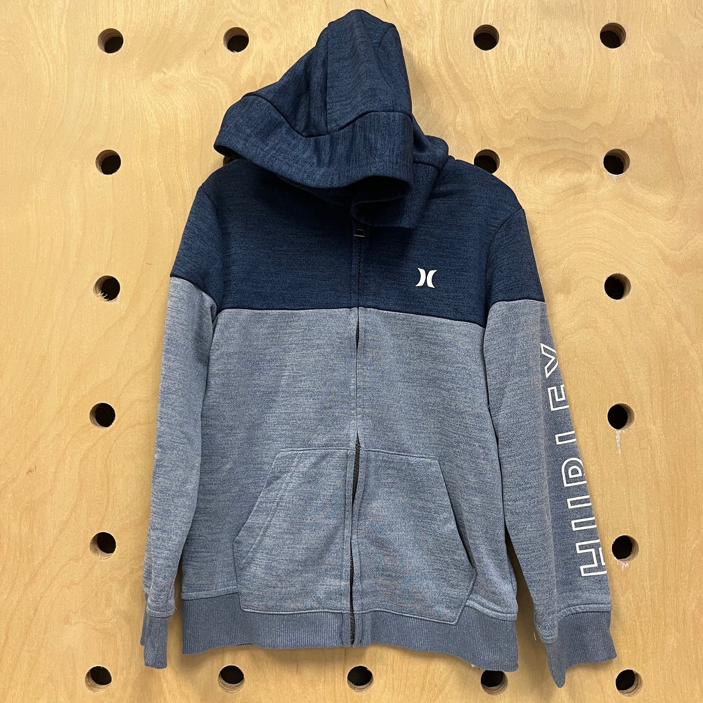 Blue Colorblock Zip Hoodie