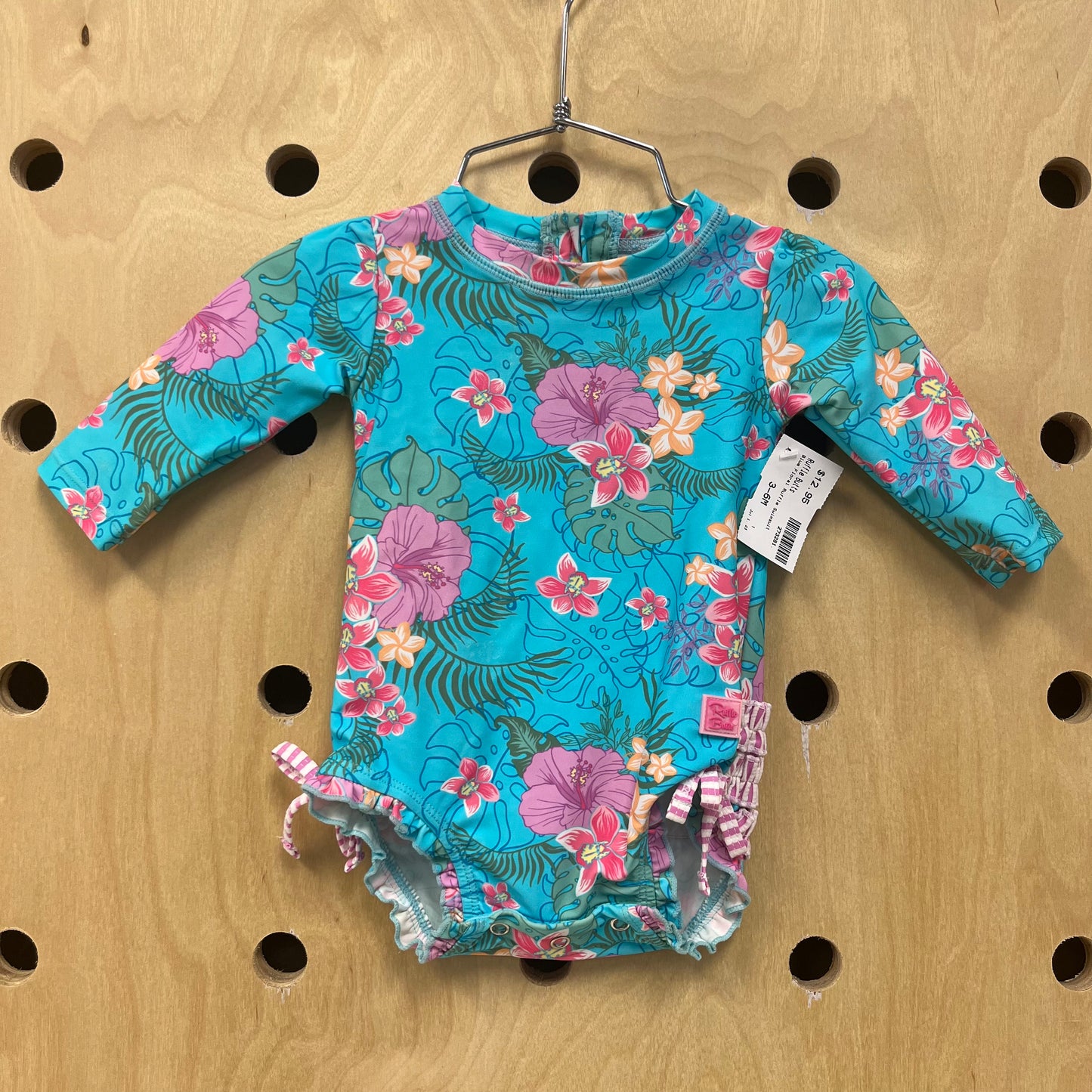 Blue Floral Ruffle Swimsuit