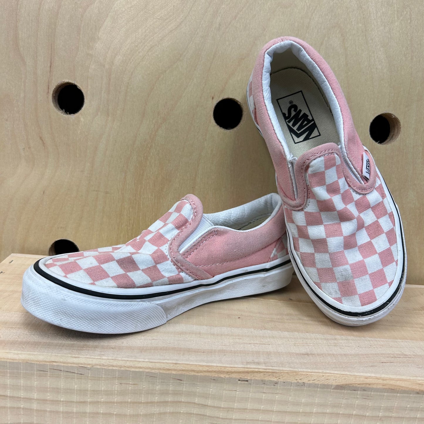Pink Checkered Slip Ons