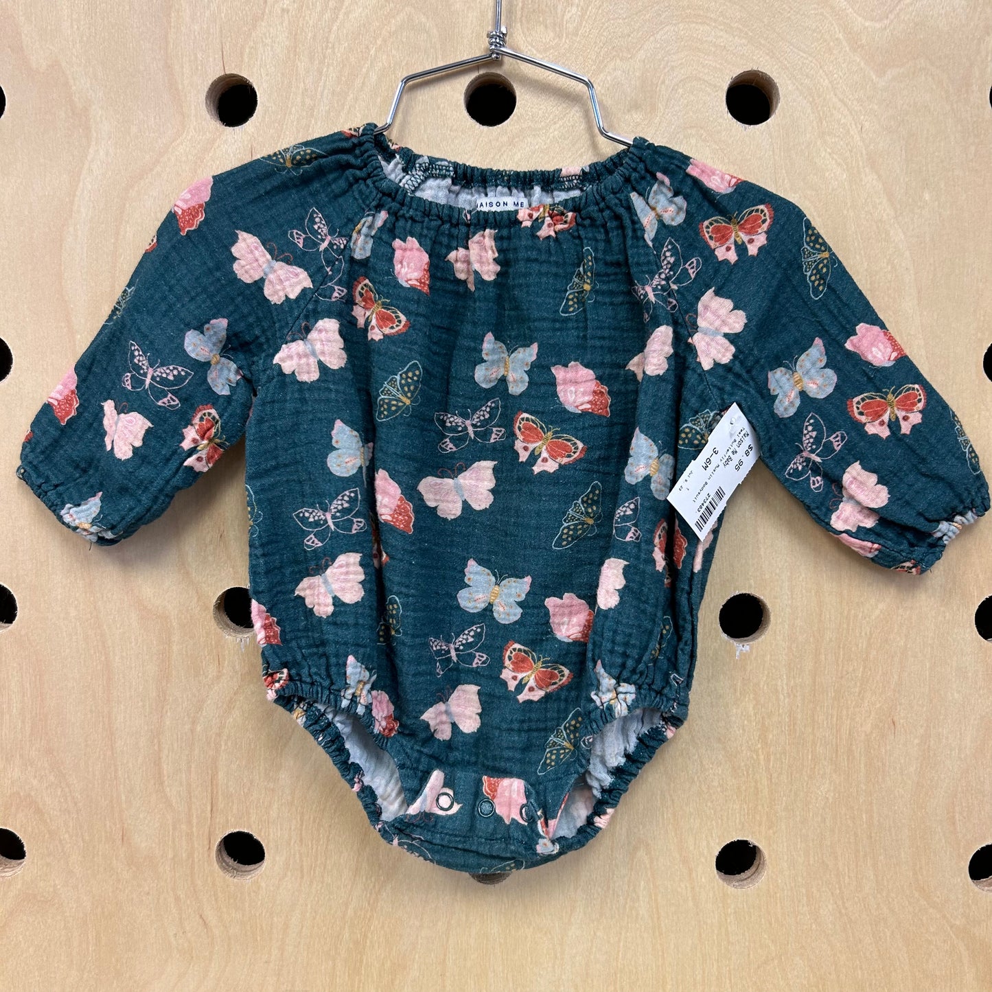 Teal Butterfly Muslin Bodysuit
