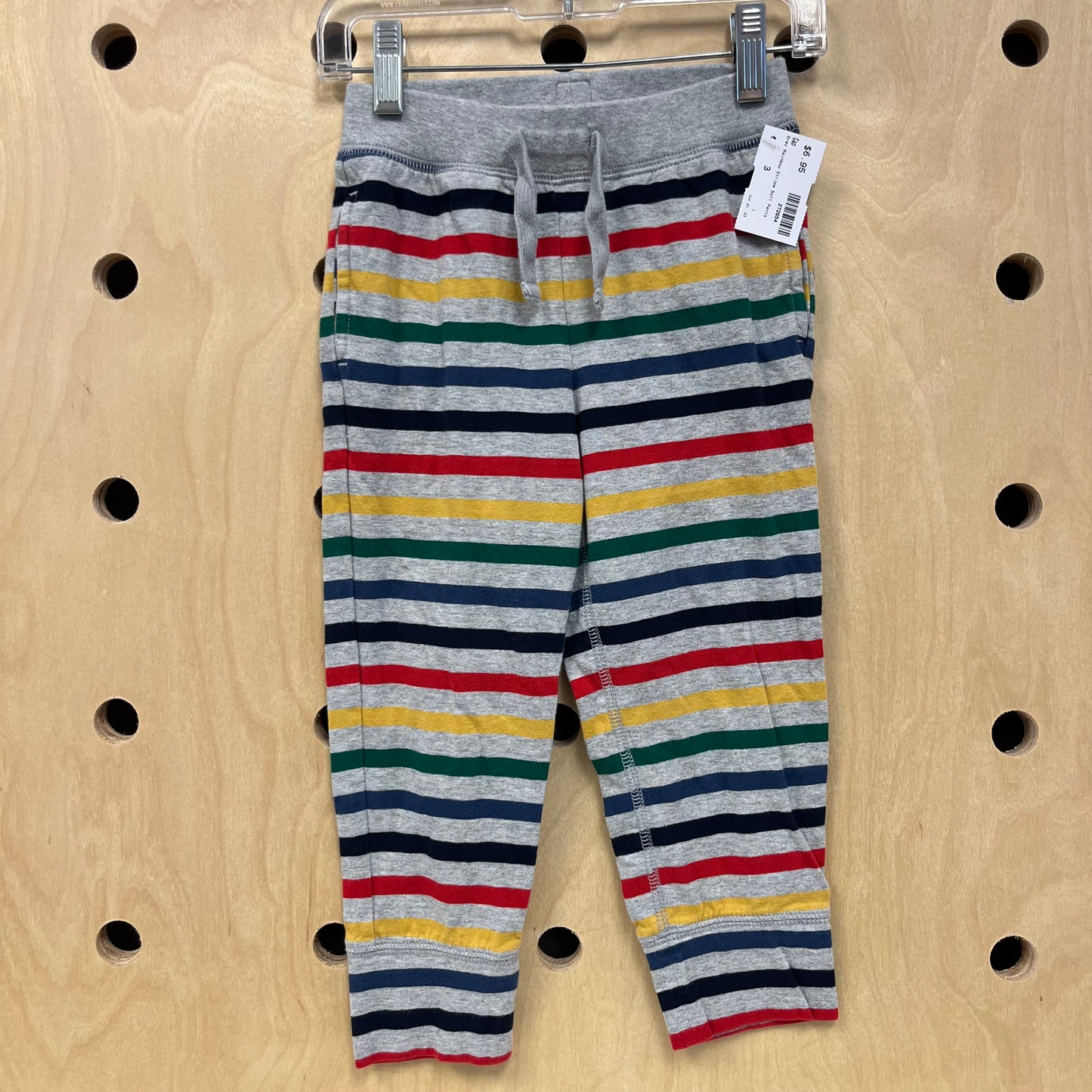 Grey Rainbow Stripe Soft Pants