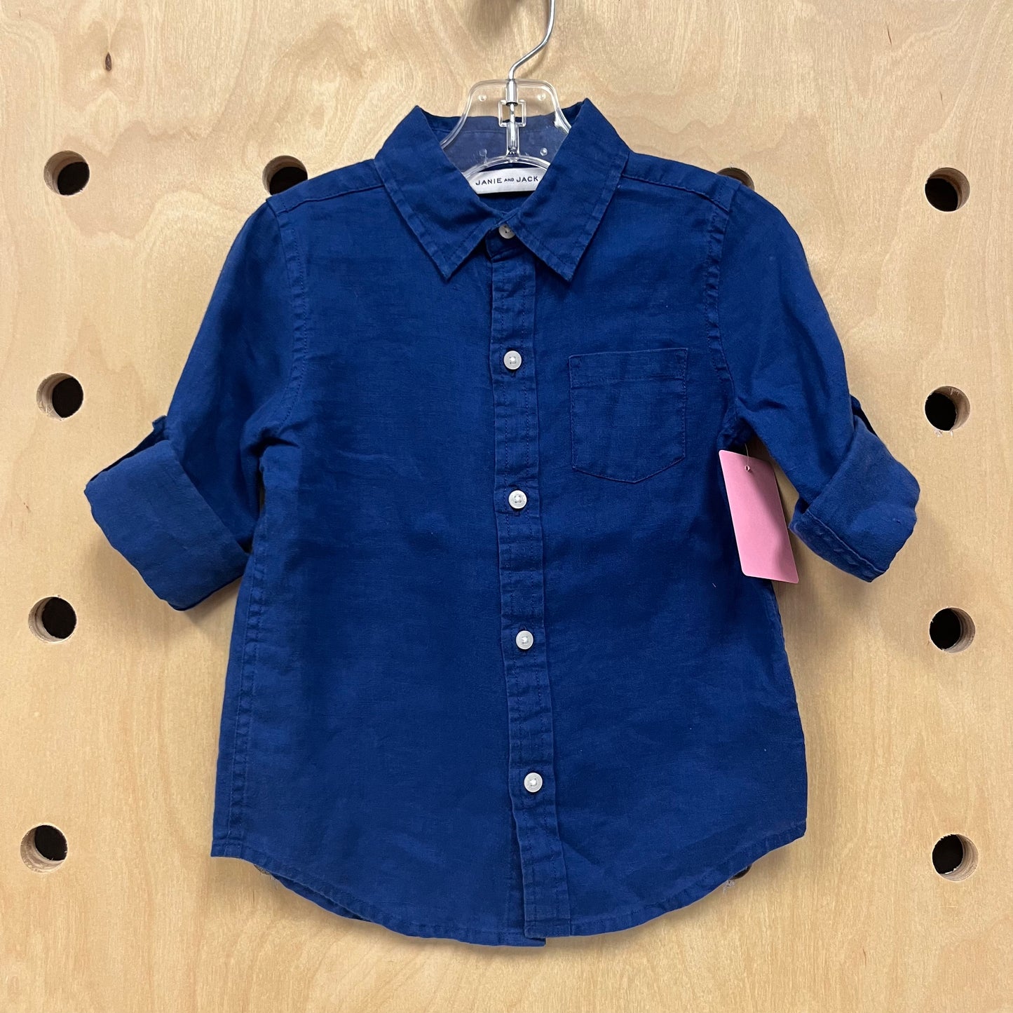 Blue Linen Button Up Shirt