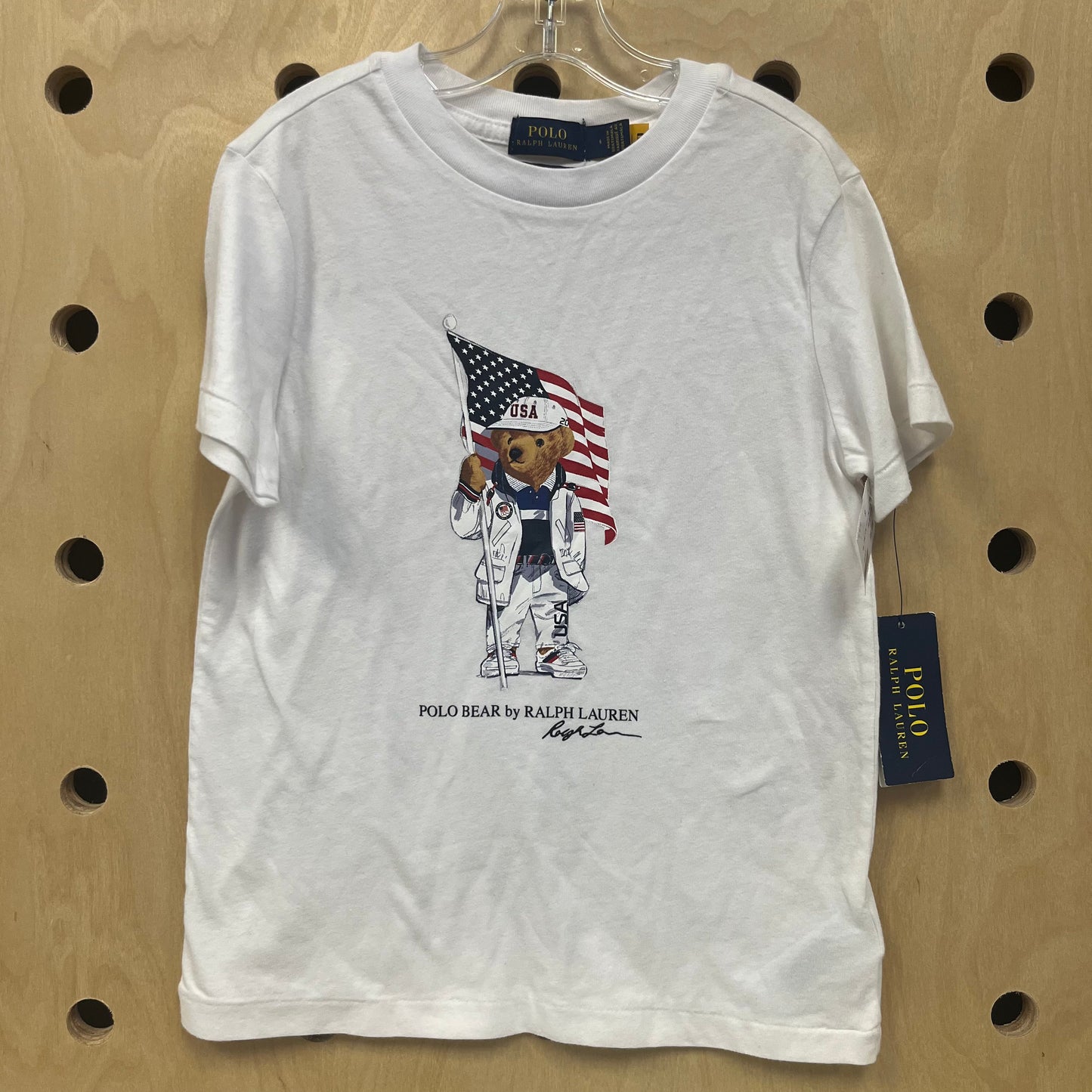 White Patriotic Polo Bear Tee NEW!