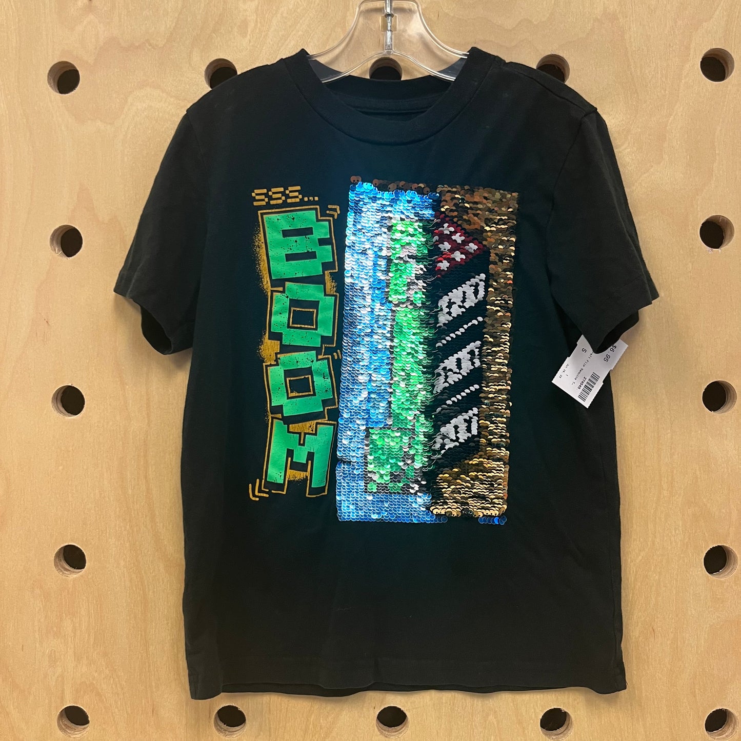 Black Minecraft Flip Sequins Tee