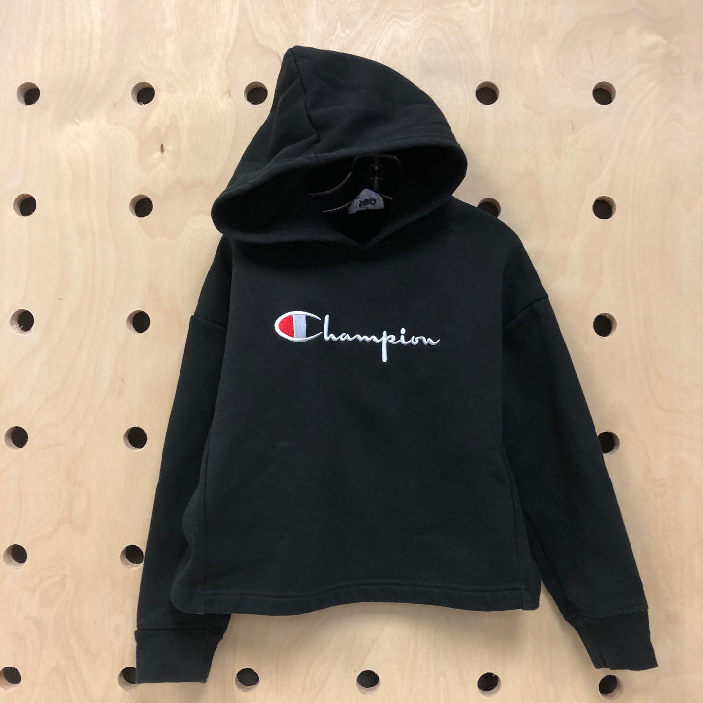 Black Embroidered Logo Hoodie