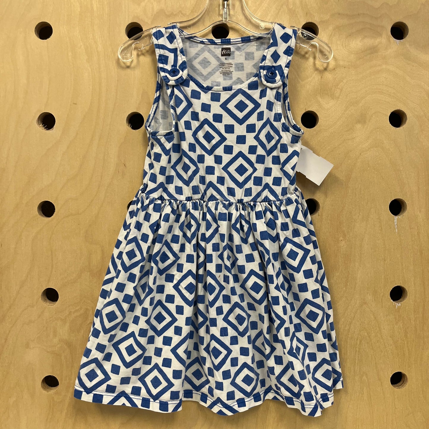 Blue & White Geo Overall Dress