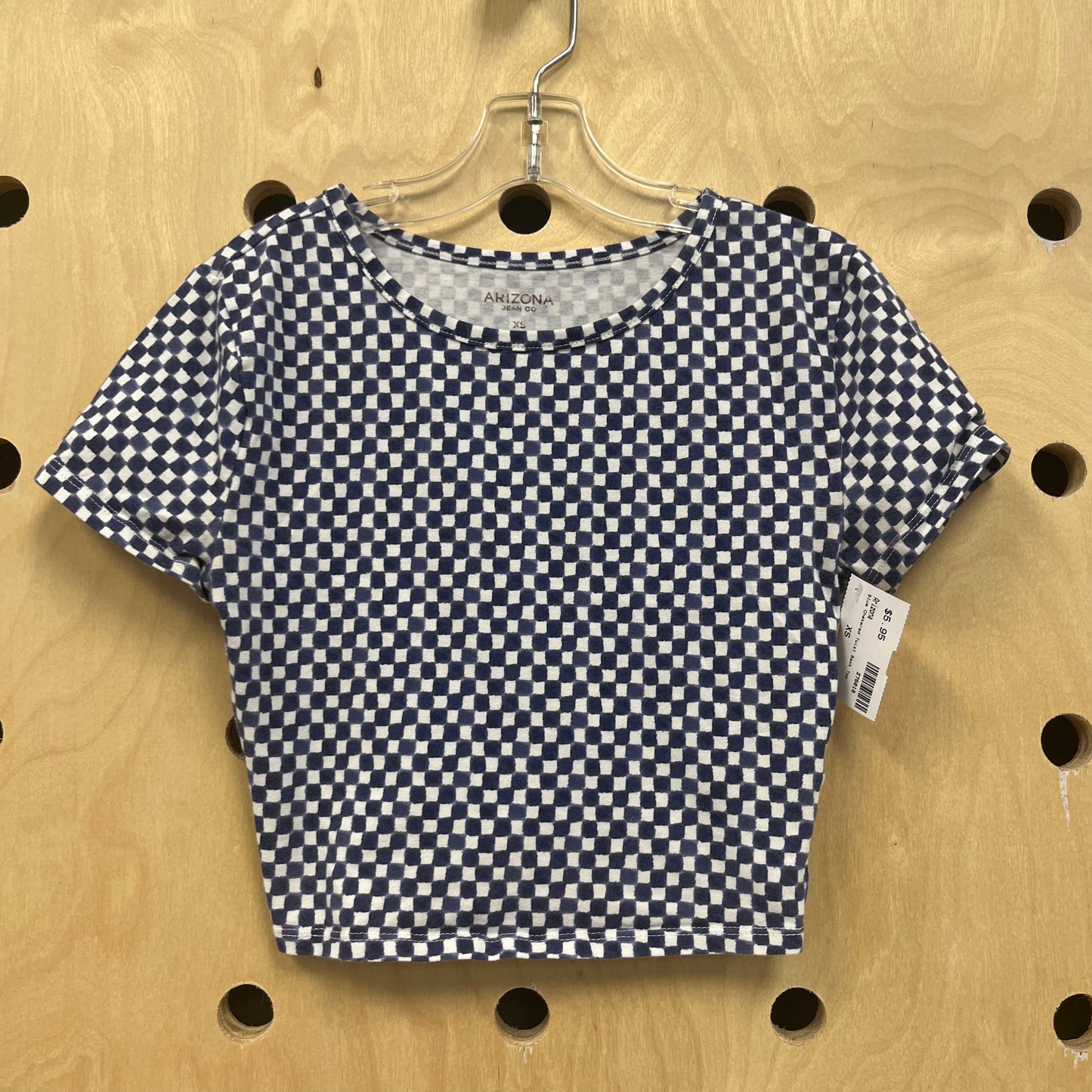 Blue Chekered Twist Back Top