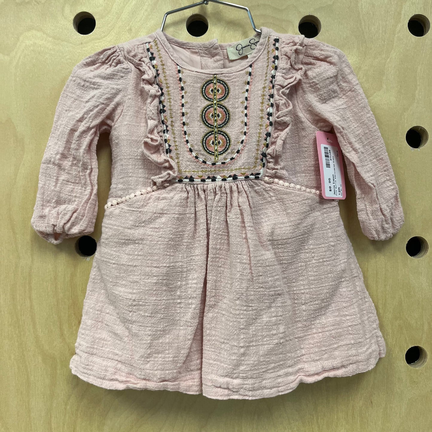 Pink Ruffle Embroidered Dress