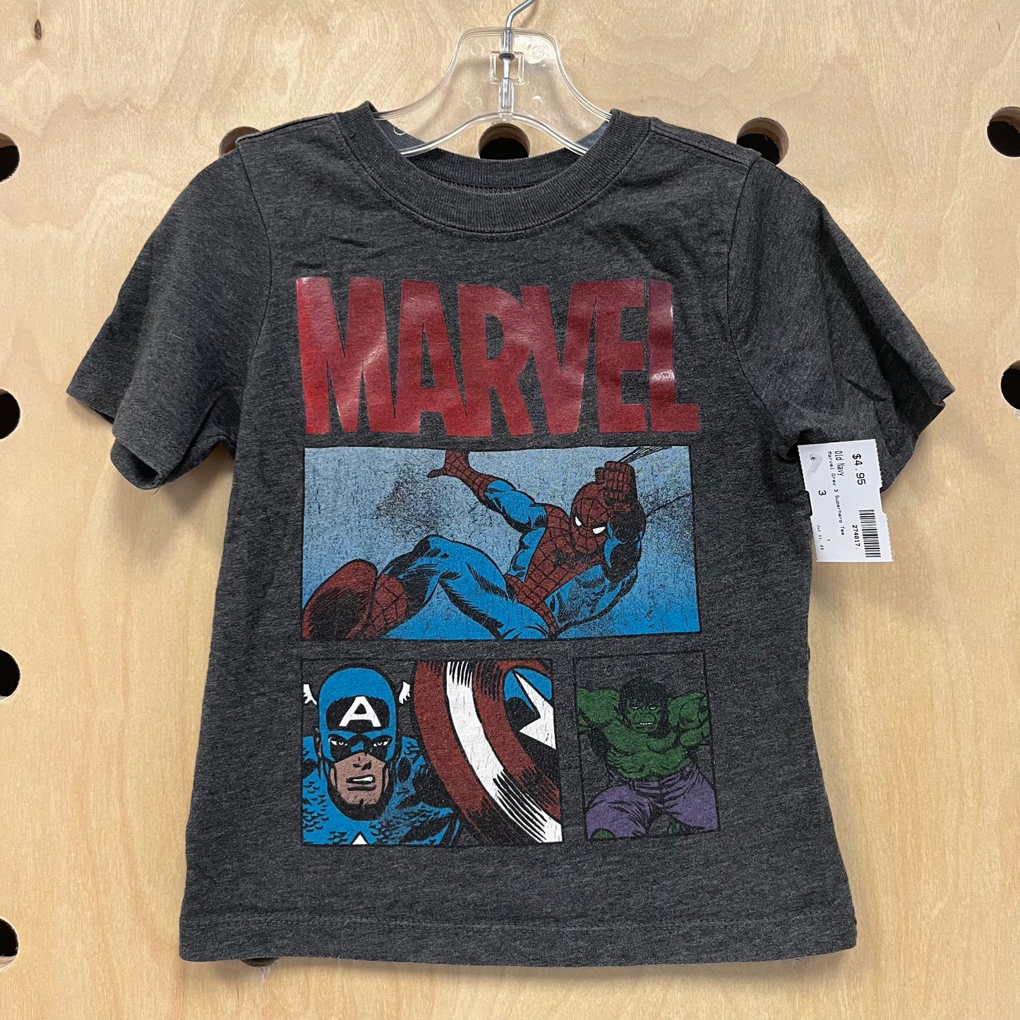 Marvel Grey 3 Superhero Tee